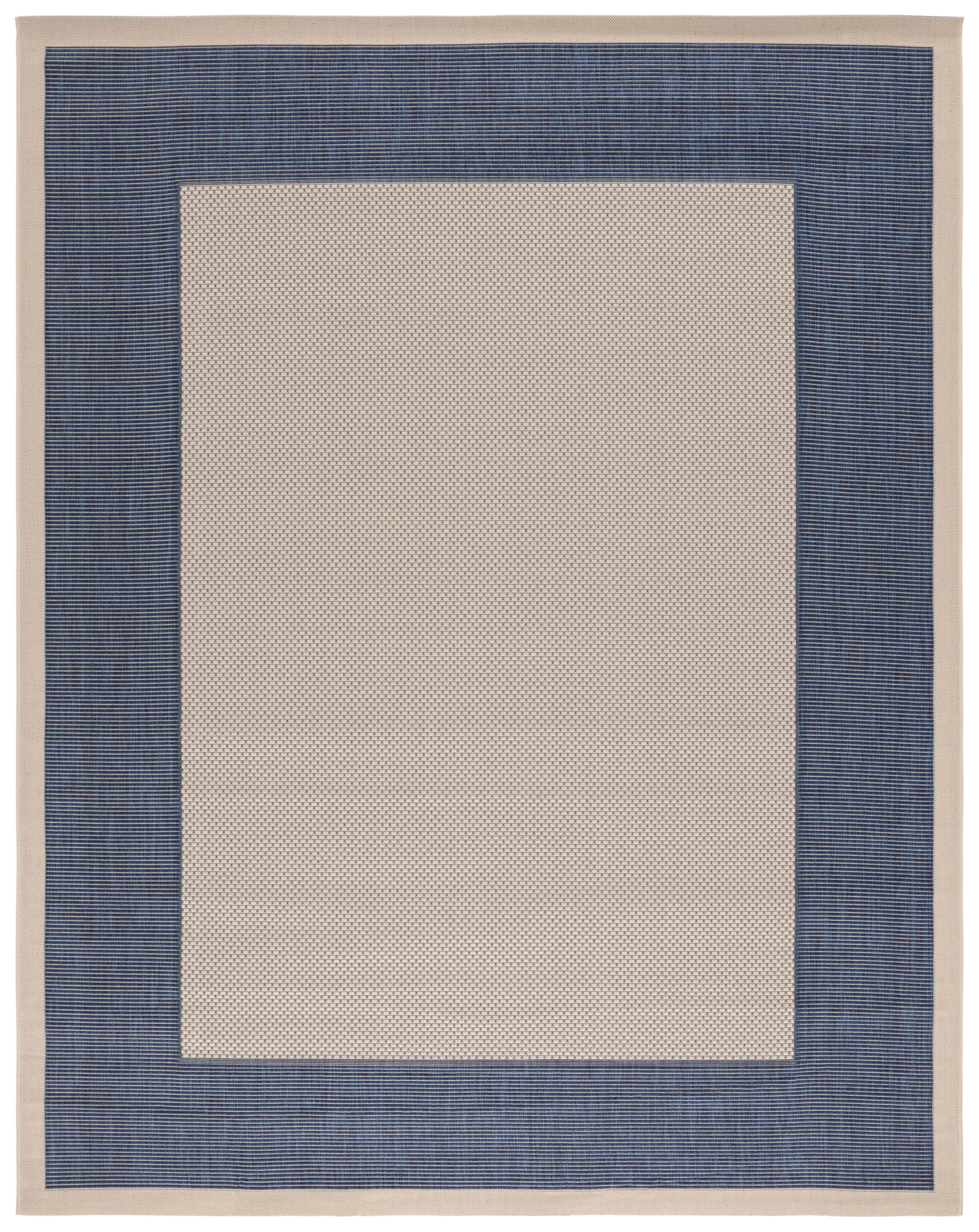 Beige and Navy Rectangular Synthetic 8' x 10' Indoor/Outdoor Rug