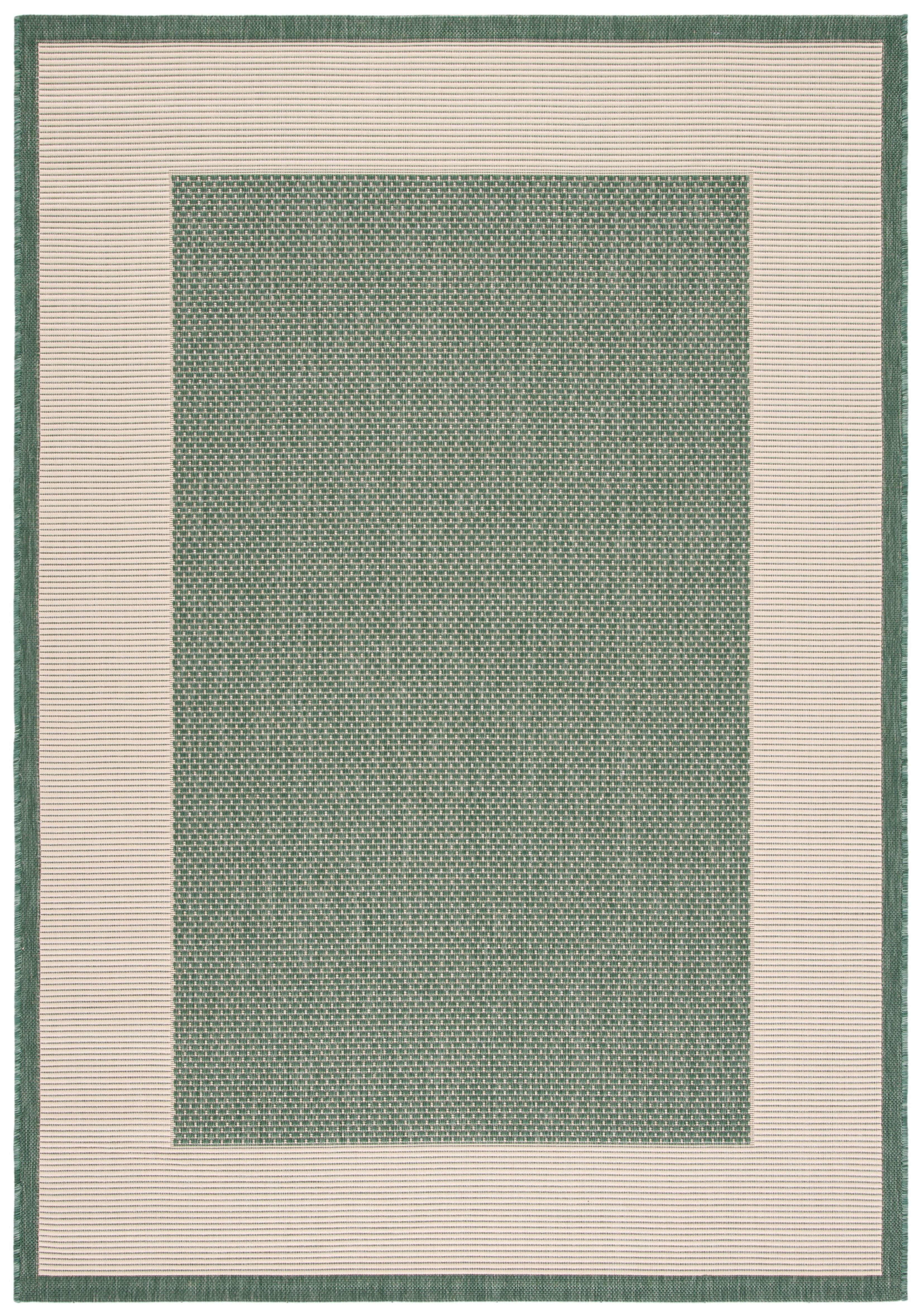 Dark Green and Beige Rectangular Reversible Synthetic Area Rug