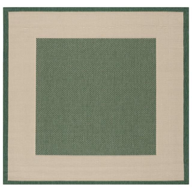 SAFAVIEH Courtyard Justine Bordered Indoor/Outdoor Area Rug, Dark Green/Beige, 6'7" x 6'7" Square