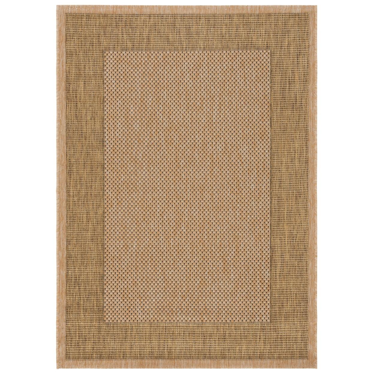 SAFAVIEH Courtyard Justine Bordered Indoor/Outdoor Area Rug, Natural/Gold, 2'7" x 5'