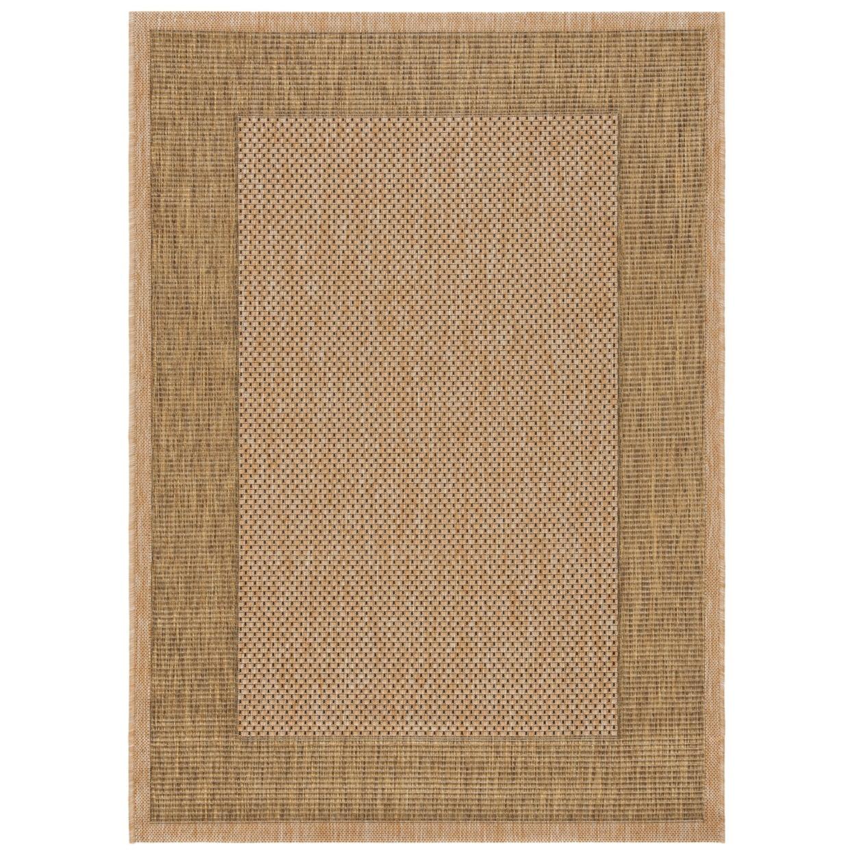 SAFAVIEH Courtyard Justine Striped Border Indoor/Outdoor Area Rug, Natural/Gold, 2'7" x 5'