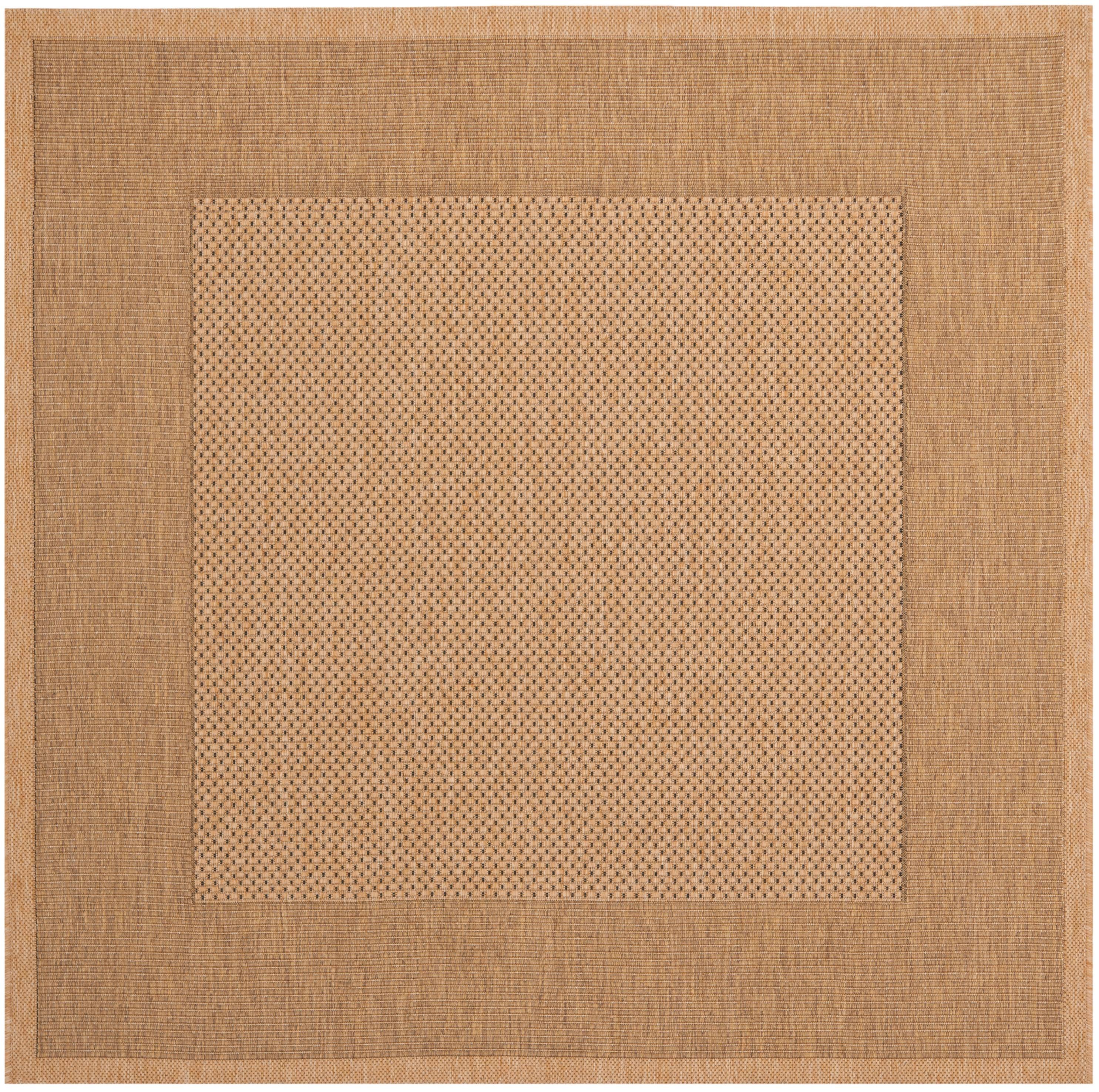SAFAVIEH Courtyard Justine Striped Border Indoor/Outdoor Area Rug, Natural/Gold, 3' Square