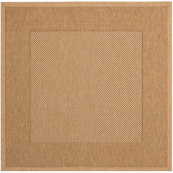SAFAVIEH Courtyard Justine Striped Border Indoor/Outdoor Area Rug, Natural/Gold, 3' Square