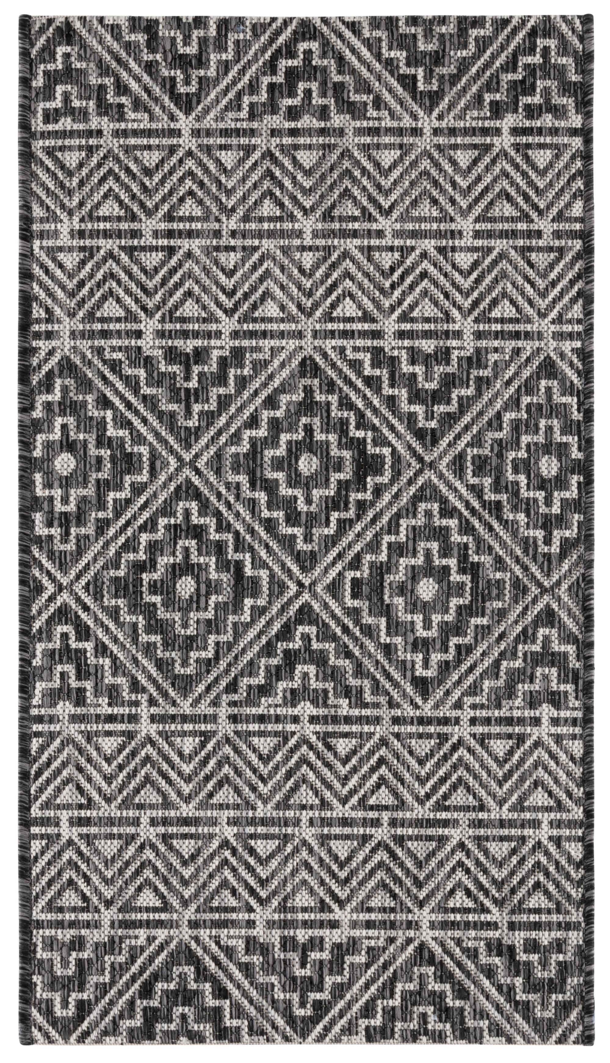 Courtyard CY8787 Power Loomed Indoor/Outdoor Accent Rug - Black/Grey - 2'x3'7" - Safavieh.