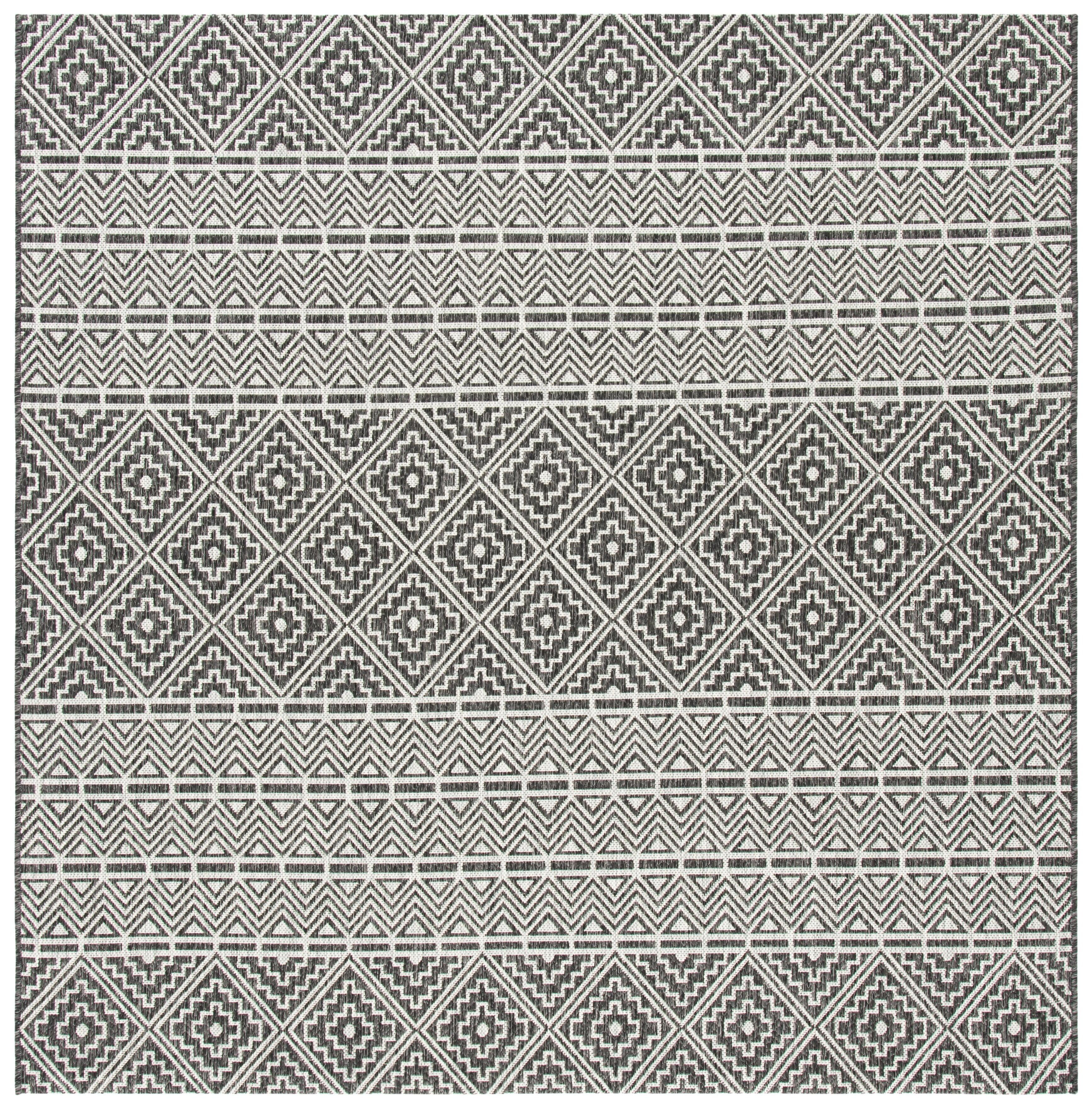 Safavieh Black and Grey Geometric Square Indoor/Outdoor Rug