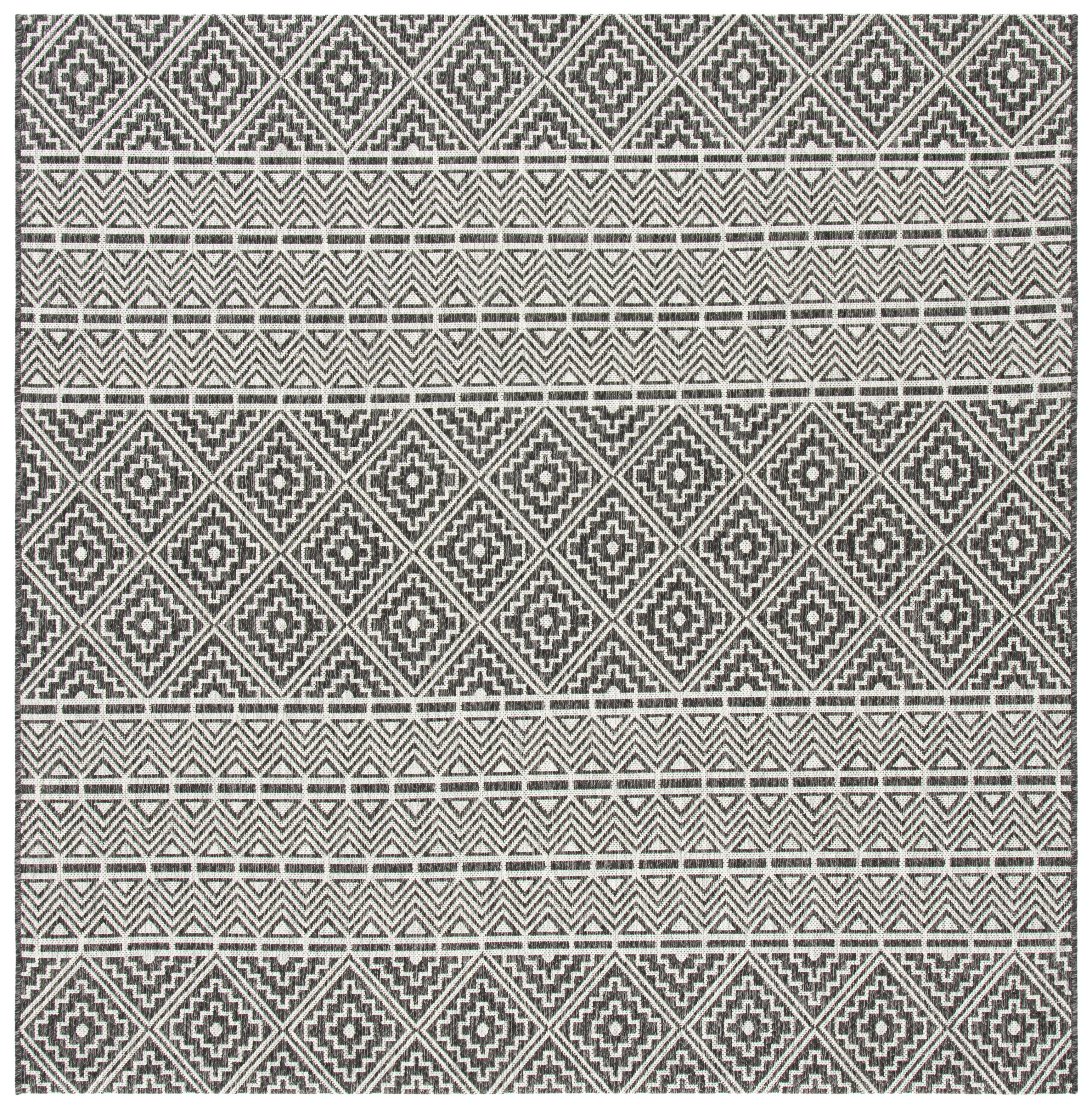 Courtyard CY8787 Power Loomed Indoor/Outdoor Area Rug - Black/Grey - 6'7"x6'7" - Safavieh.