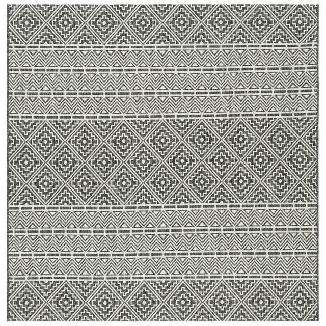 Courtyard CY8787 Power Loomed Indoor/Outdoor Area Rug - Black/Grey - 6'7"x6'7" - Safavieh.