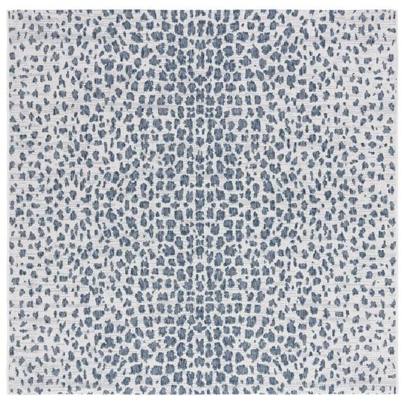 SAFAVIEH Courtyard Karina Animal Indoor/Outdoor Area Rug, Ivory/Navy, 3' x 3' Square