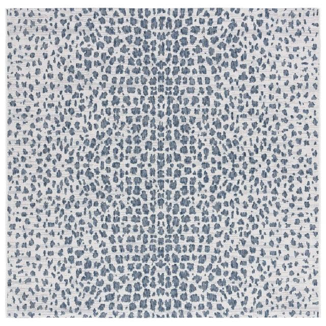 SAFAVIEH Courtyard Karina Animal Indoor/Outdoor Area Rug, Ivory/Navy, 3' x 3' Square