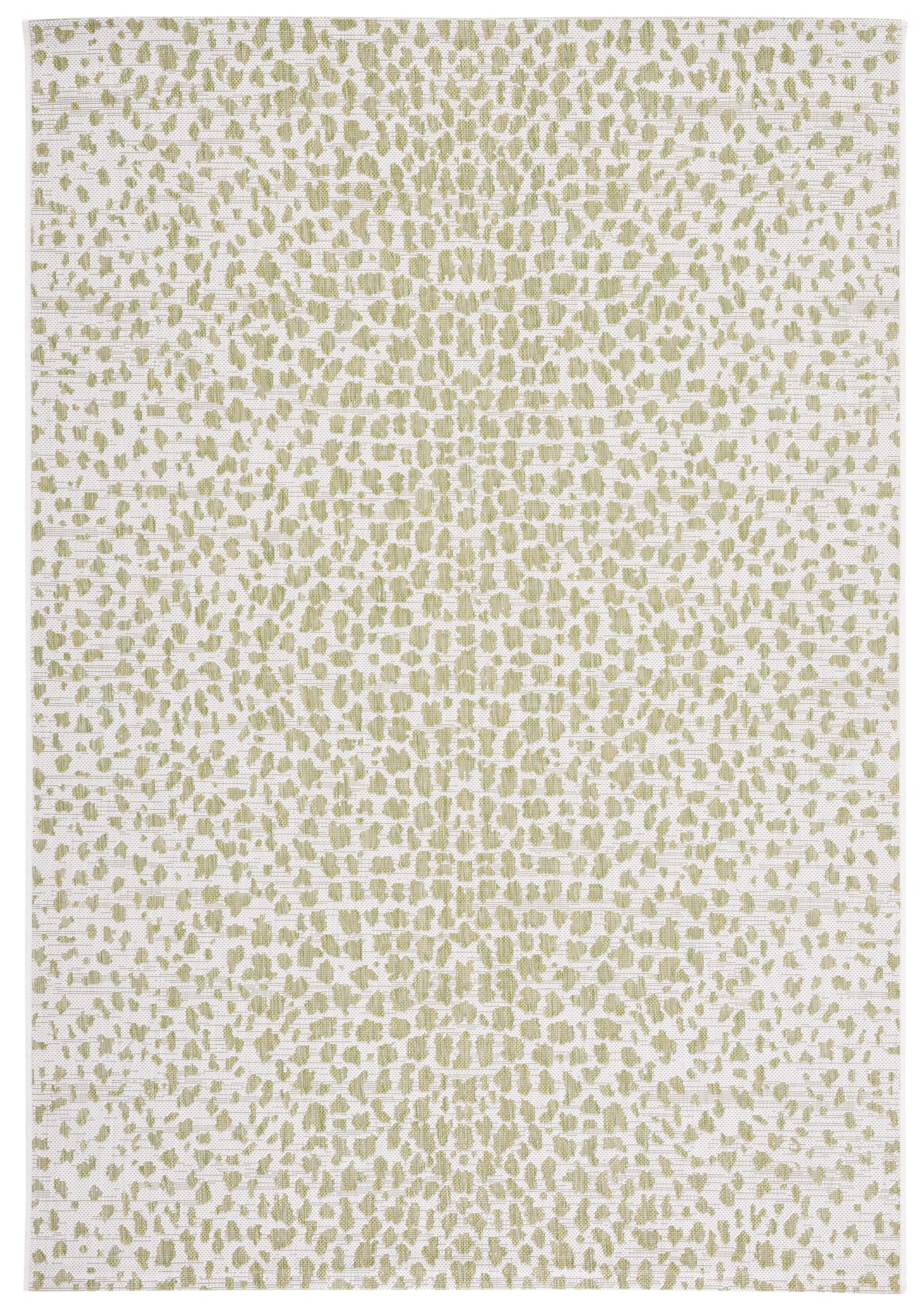 Ivory and Sage Green Rectangular Synthetic Indoor/Outdoor Rug