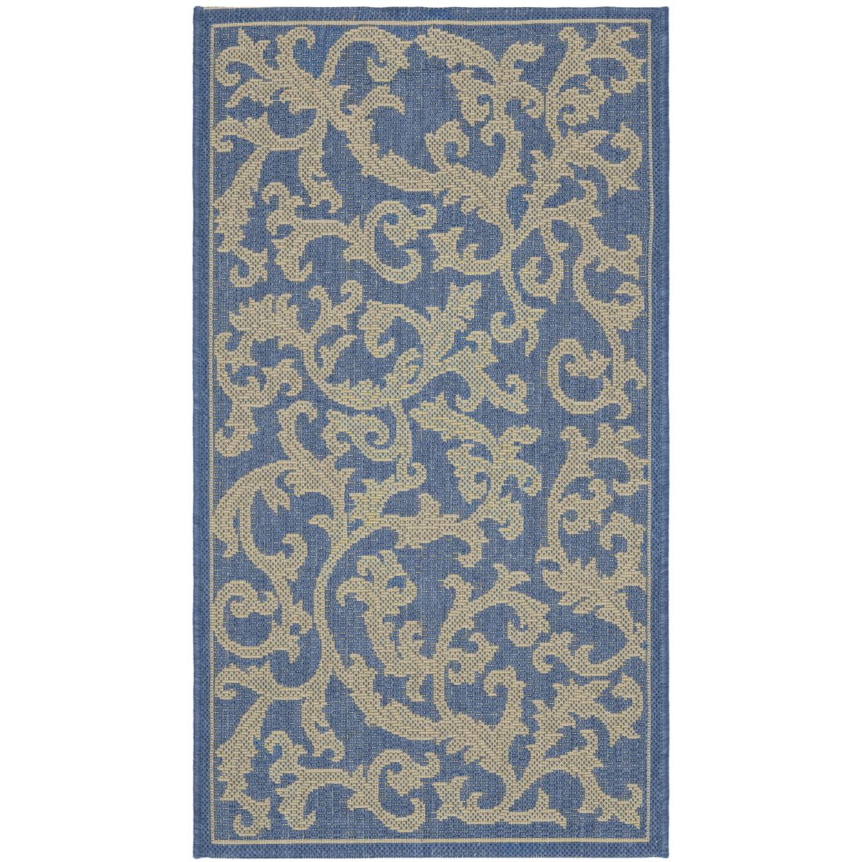 Elegant 5' x 7' Blue Synthetic Easy-Care Indoor/Outdoor Area Rug