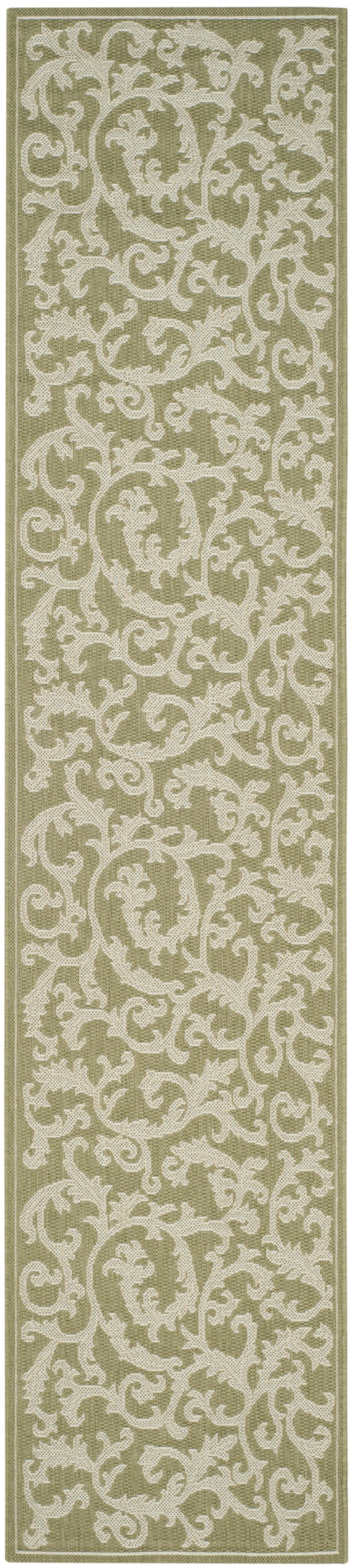 Olive & Natural Easy-Care Synthetic Runner Rug - 2'3" x 6'7"