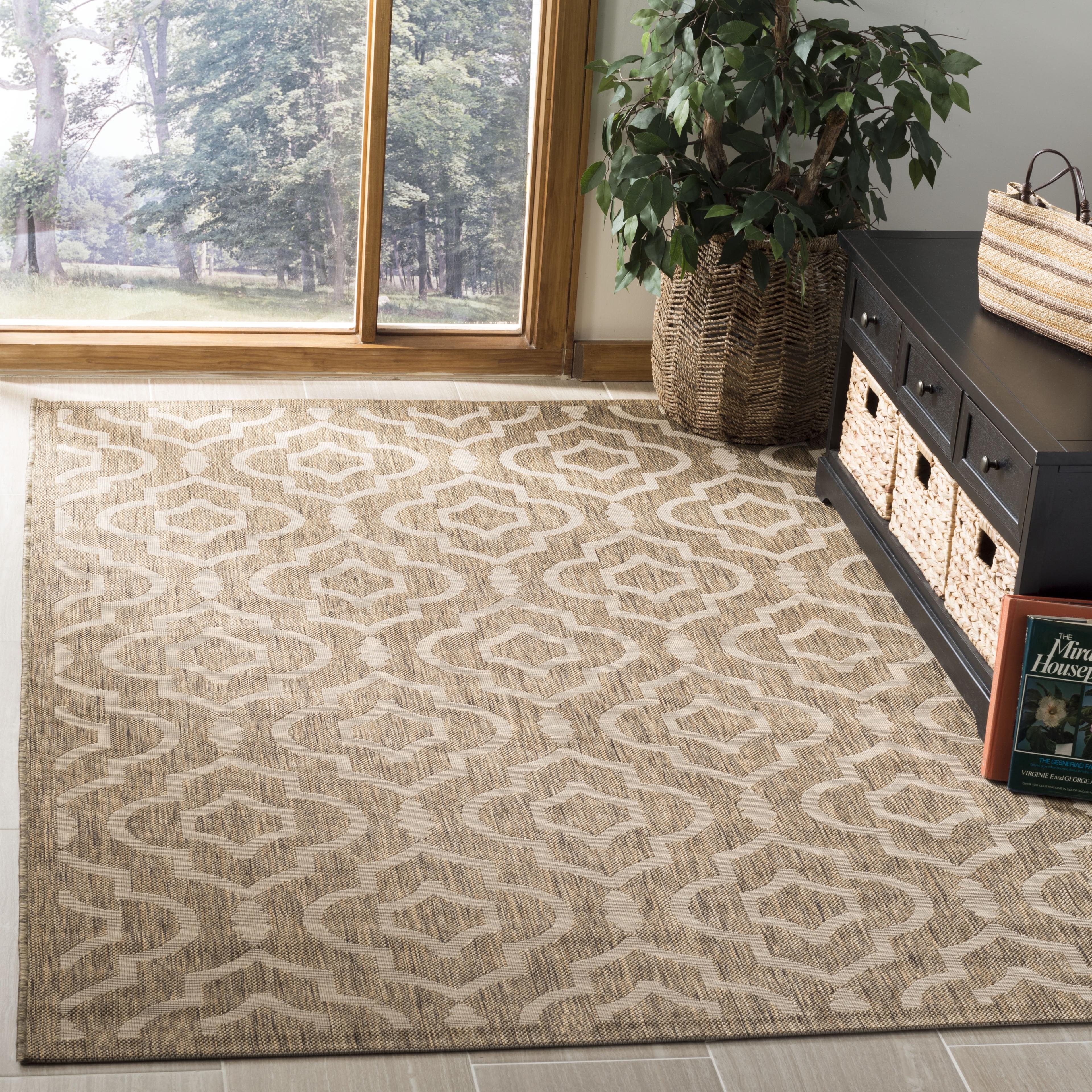 Courtyard CY6926 Power Loomed Indoor and Outdoor Area Rug - Brown/Bone - 7'10"x7'10" - Safavieh