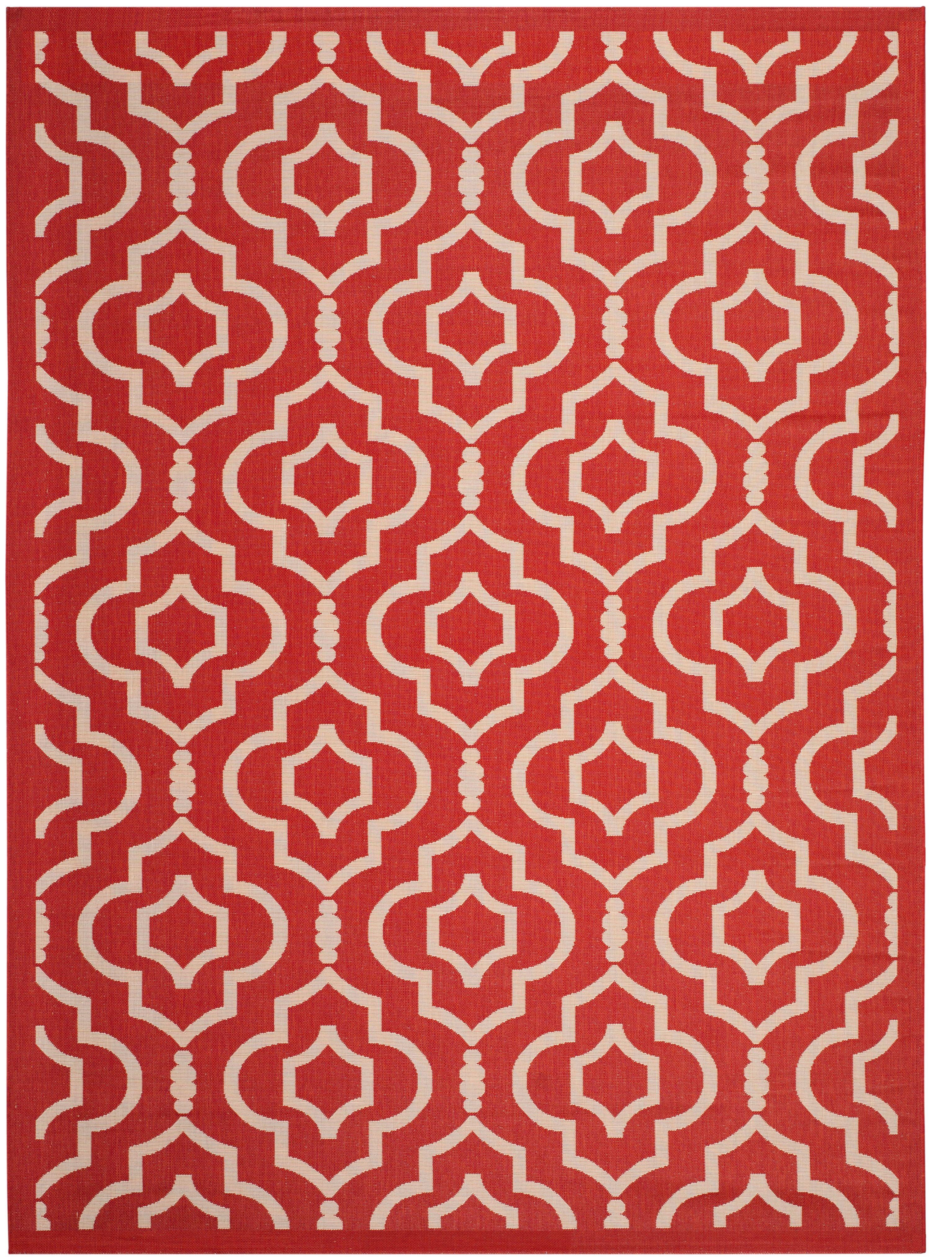 Courtyard CY6926 Power Loomed Indoor and Outdoor Area Rug - Red/Bone - 9'x12' - Safavieh