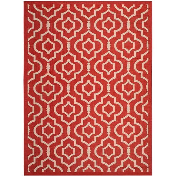 Courtyard CY6926 Power Loomed Indoor and Outdoor Area Rug - Red/Bone - 9'x12' - Safavieh
