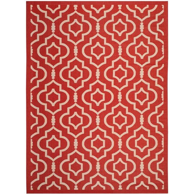 Courtyard CY6926 Power Loomed Indoor and Outdoor Area Rug - Red/Bone - 9'x12' - Safavieh