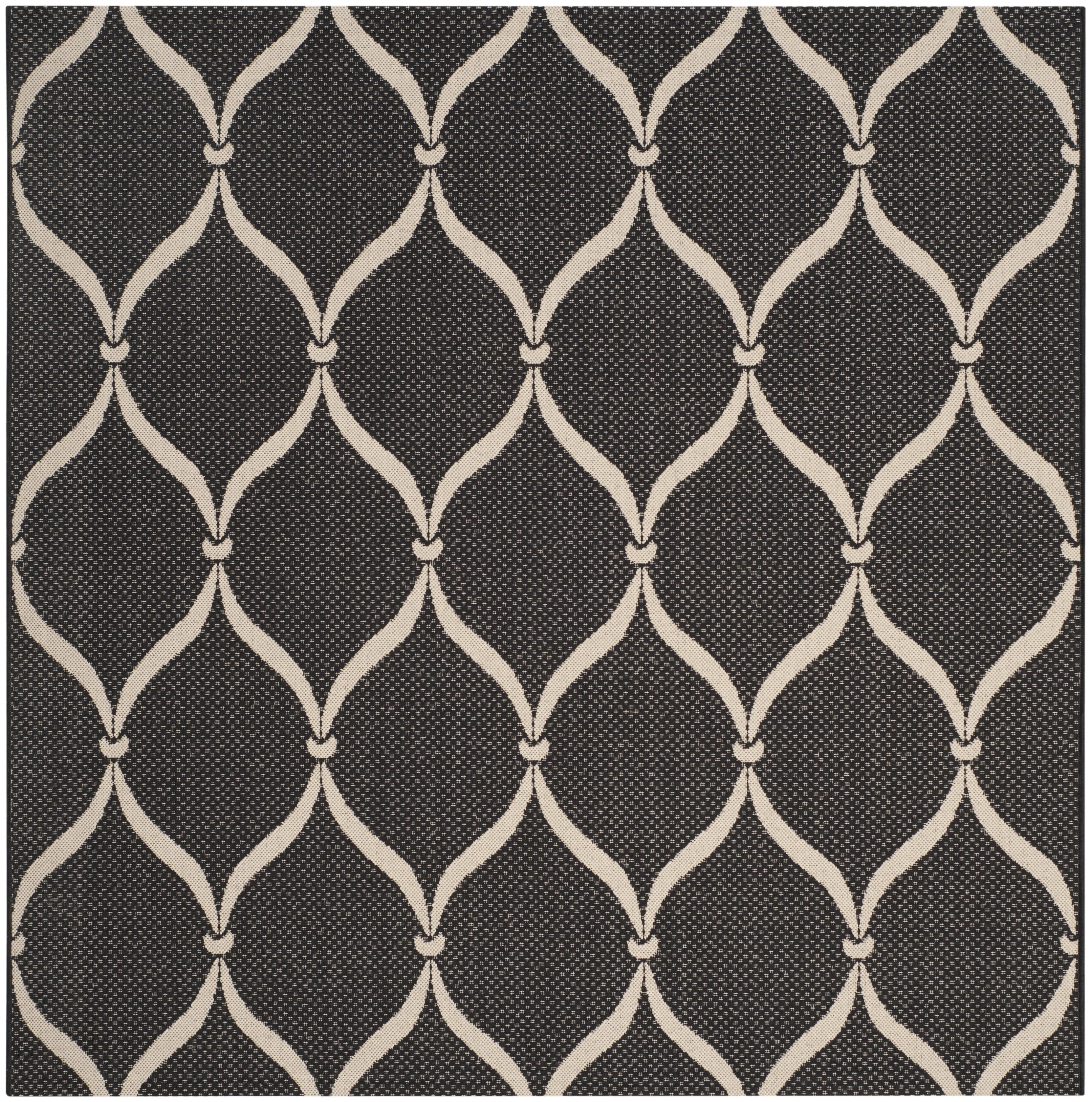 Courtyard CY6654 Power Loomed Indoor and Outdoor Area Rug - Black/Beige - 6'7"x6'7" - Safavieh