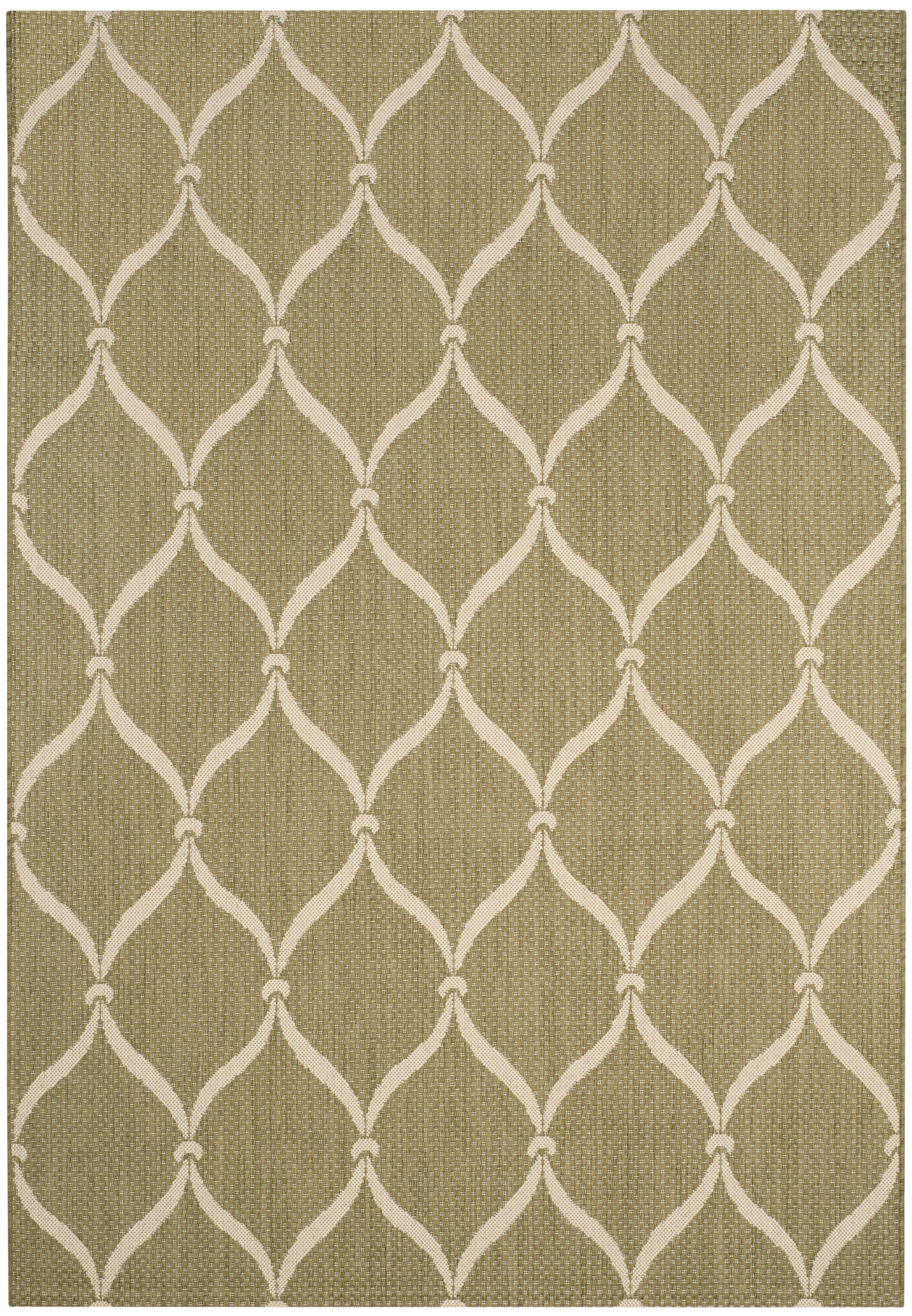 Green and Beige Geometric Indoor/Outdoor Area Rug