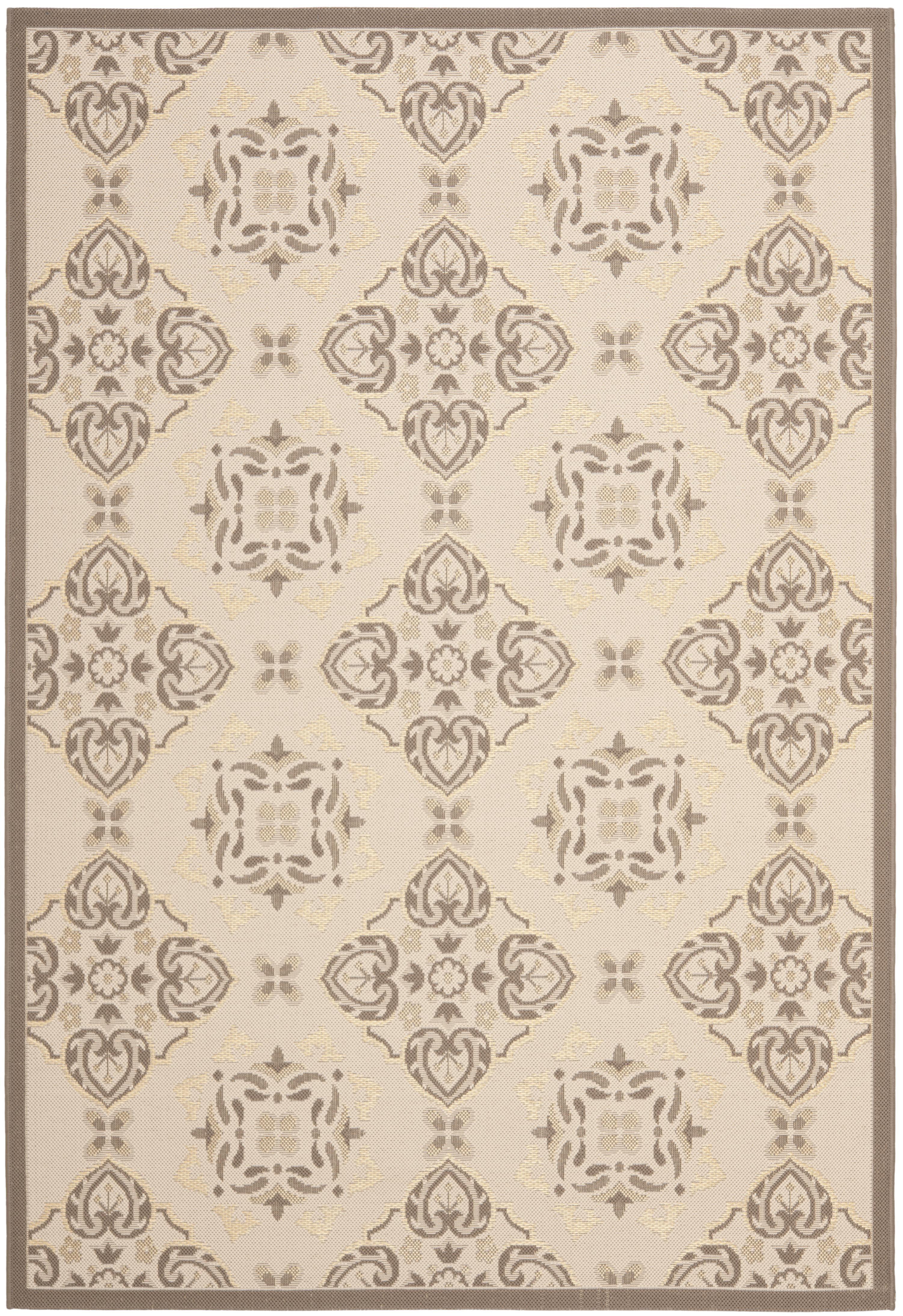 Courtyard CY7978 Power Loomed Indoor and Outdoor Area Rug - Dark Beig/Beige - 5'3"x7'7" - Safavieh