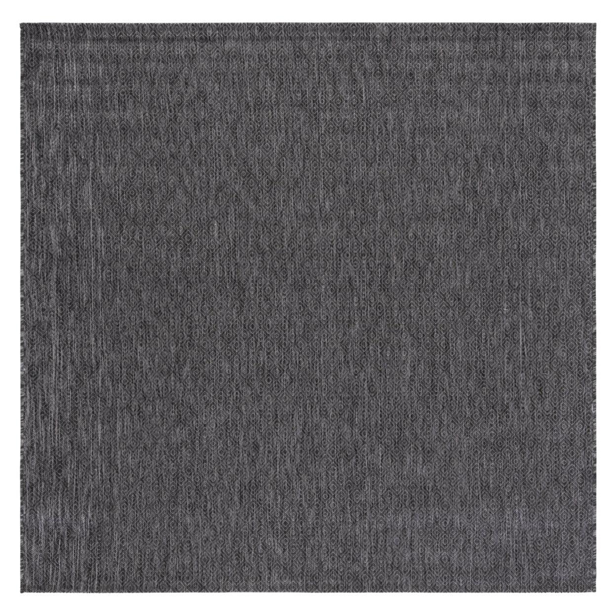 SAFAVIEH Courtyard Mitre Geometric Indoor/Outdoor Area Rug, Black/Grey, 6'7" x 6'7" Square
