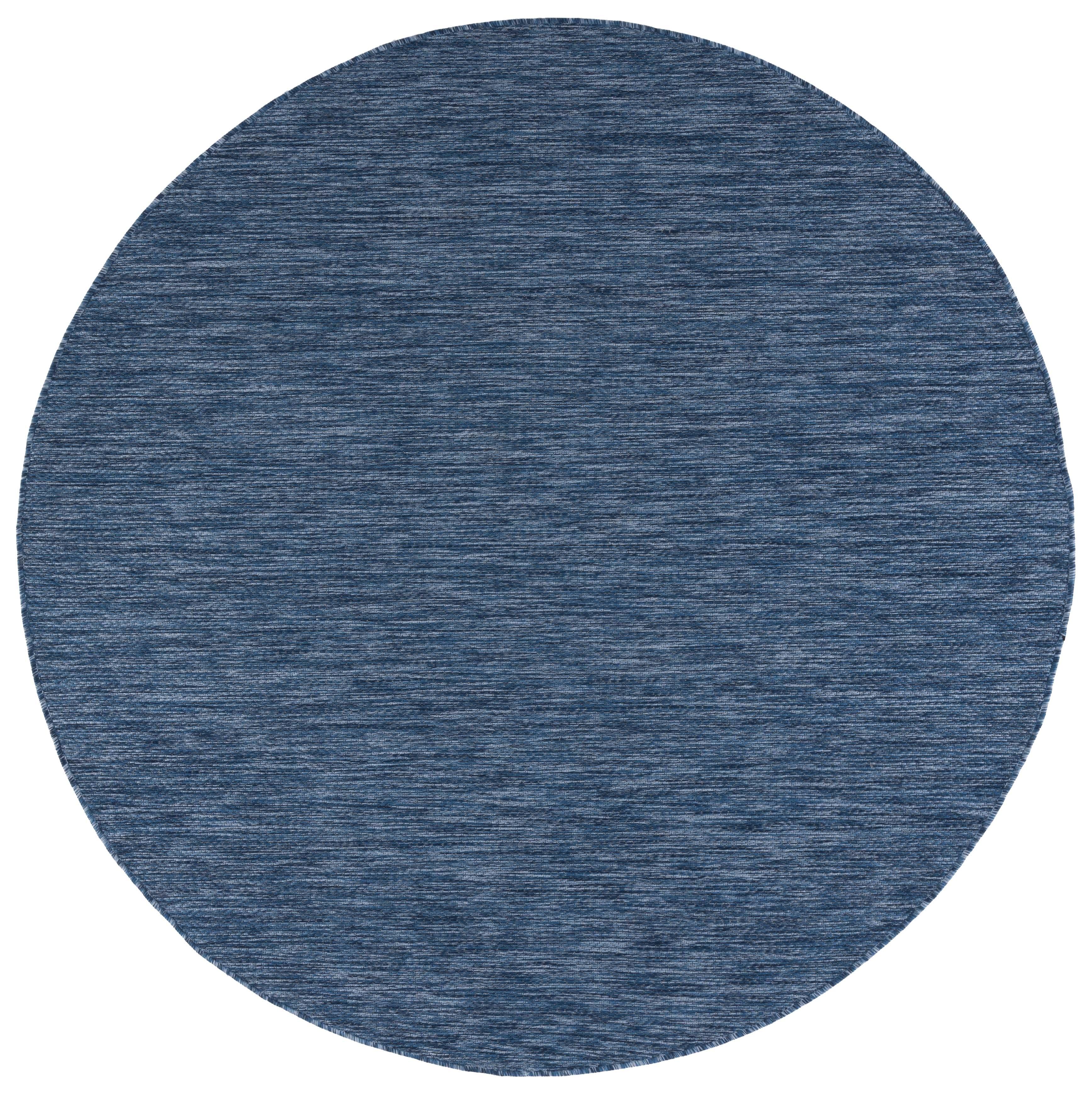 Courtyard CY8520 Power Loomed Indoor and Outdoor Area Rug - Navy/Navy - 4' Round - Safavieh