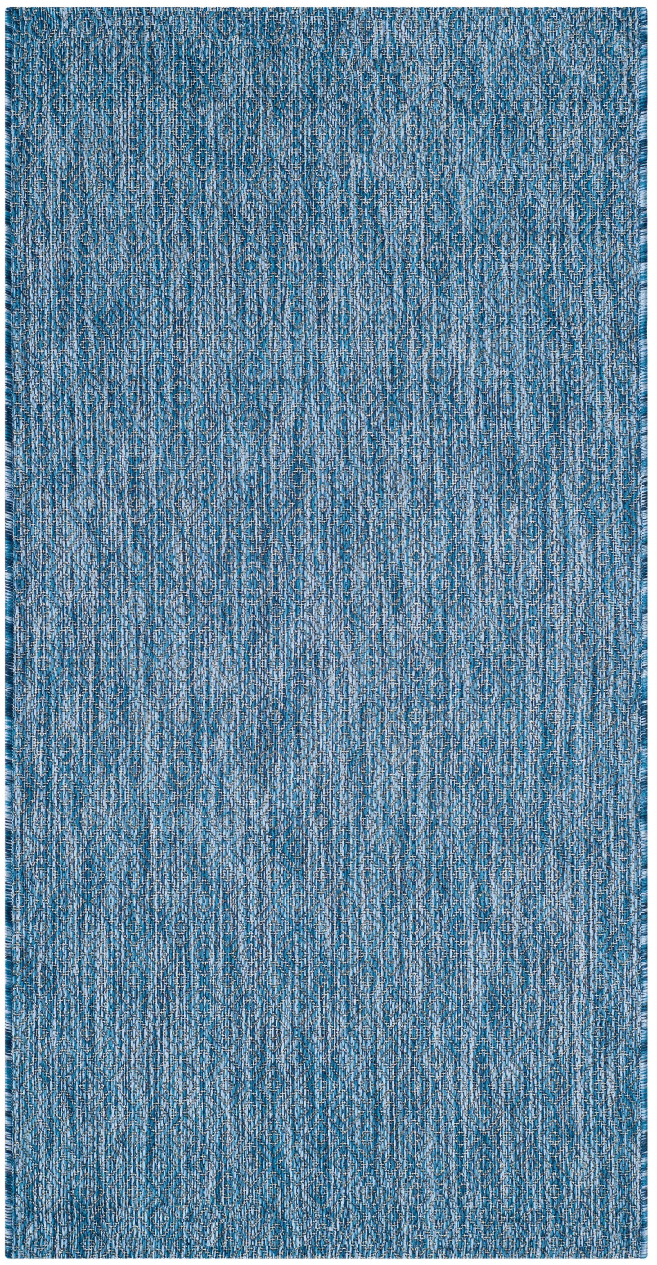 Navy Rectangular Synthetic Easy-Care Indoor/Outdoor Rug, 2'7" x 5'