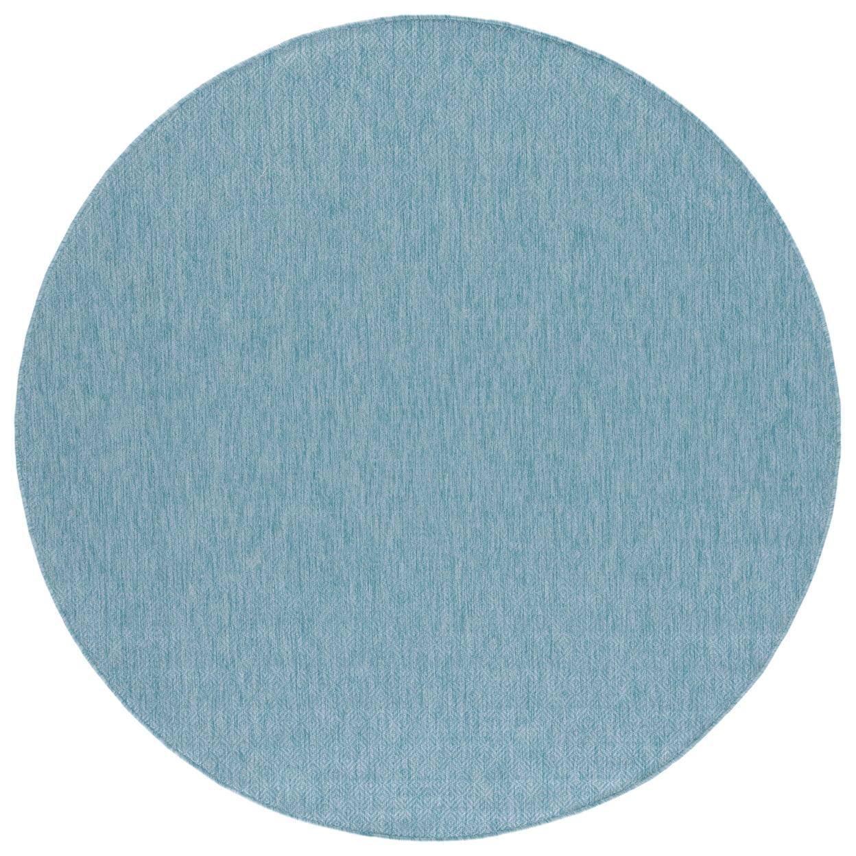 Aqua Round Flat Woven Synthetic Non-slip Rug