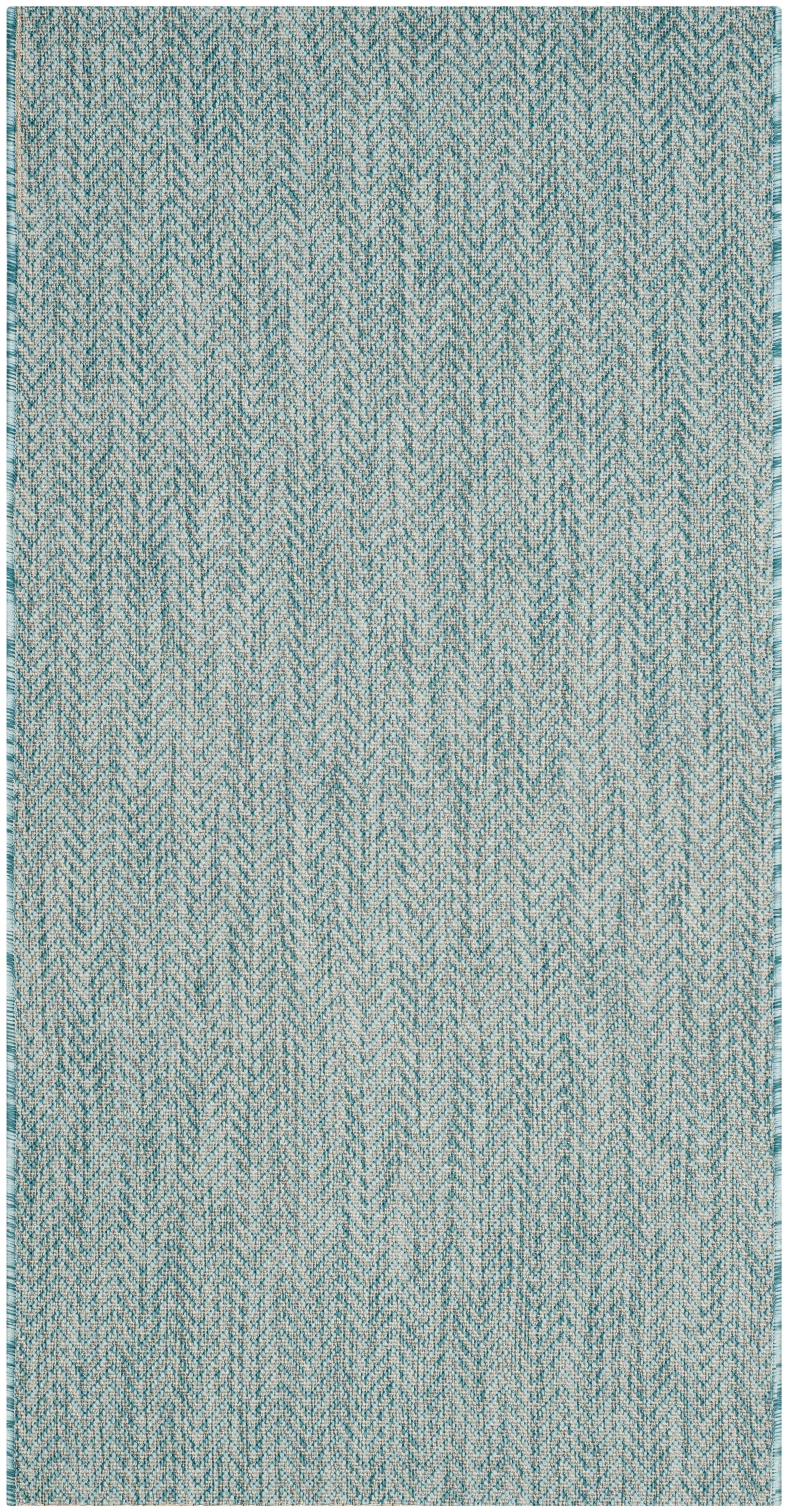 Courtyard CY8022 Power Loomed Indoor and Outdoor Accent Rug - Aqua/Grey - 2'7"x5' - Safavieh