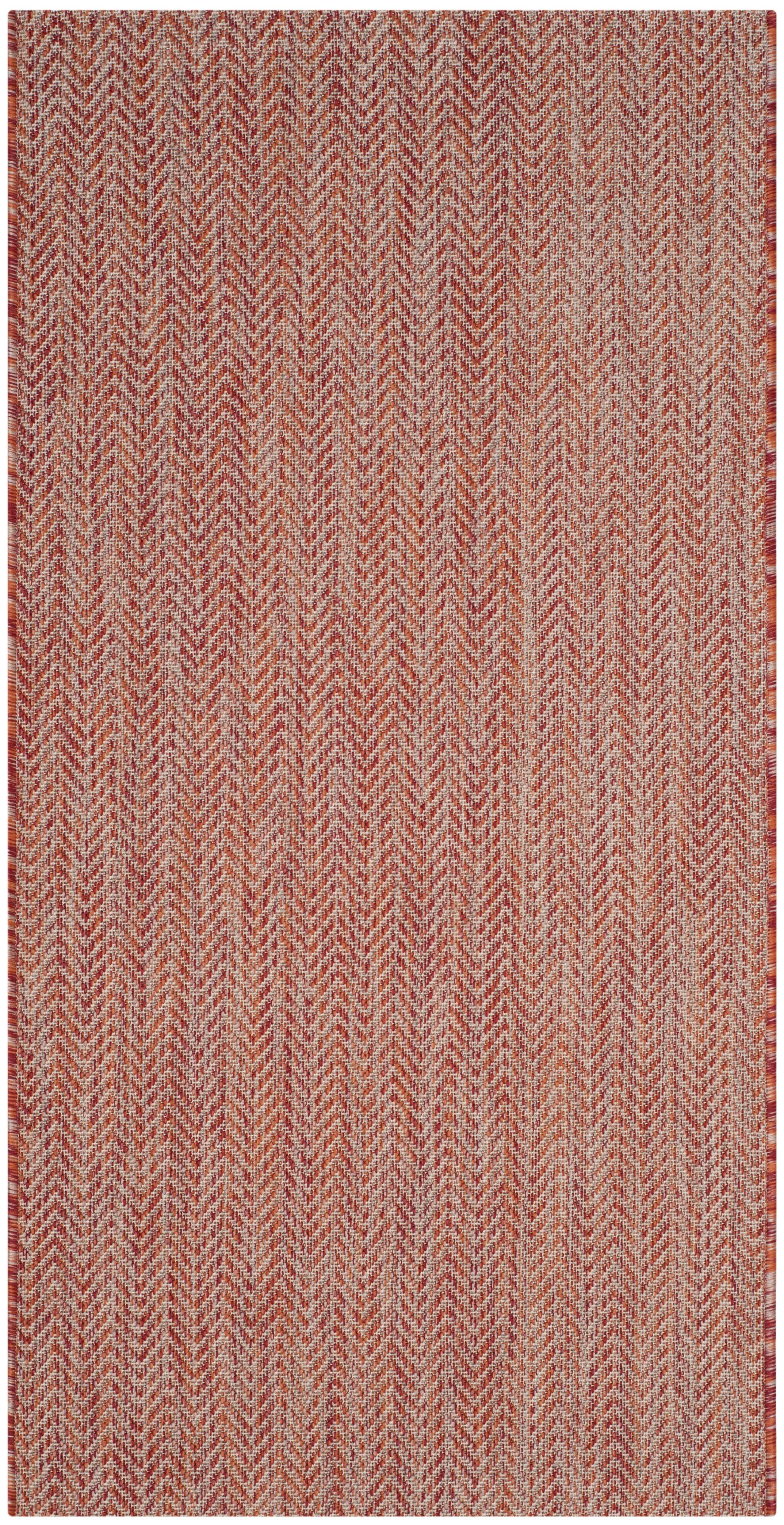SAFAVIEH Courtyard Morven Chevron Stripes Indoor/Outdoor Area Rug, 2'7" x 5', Red/Beige