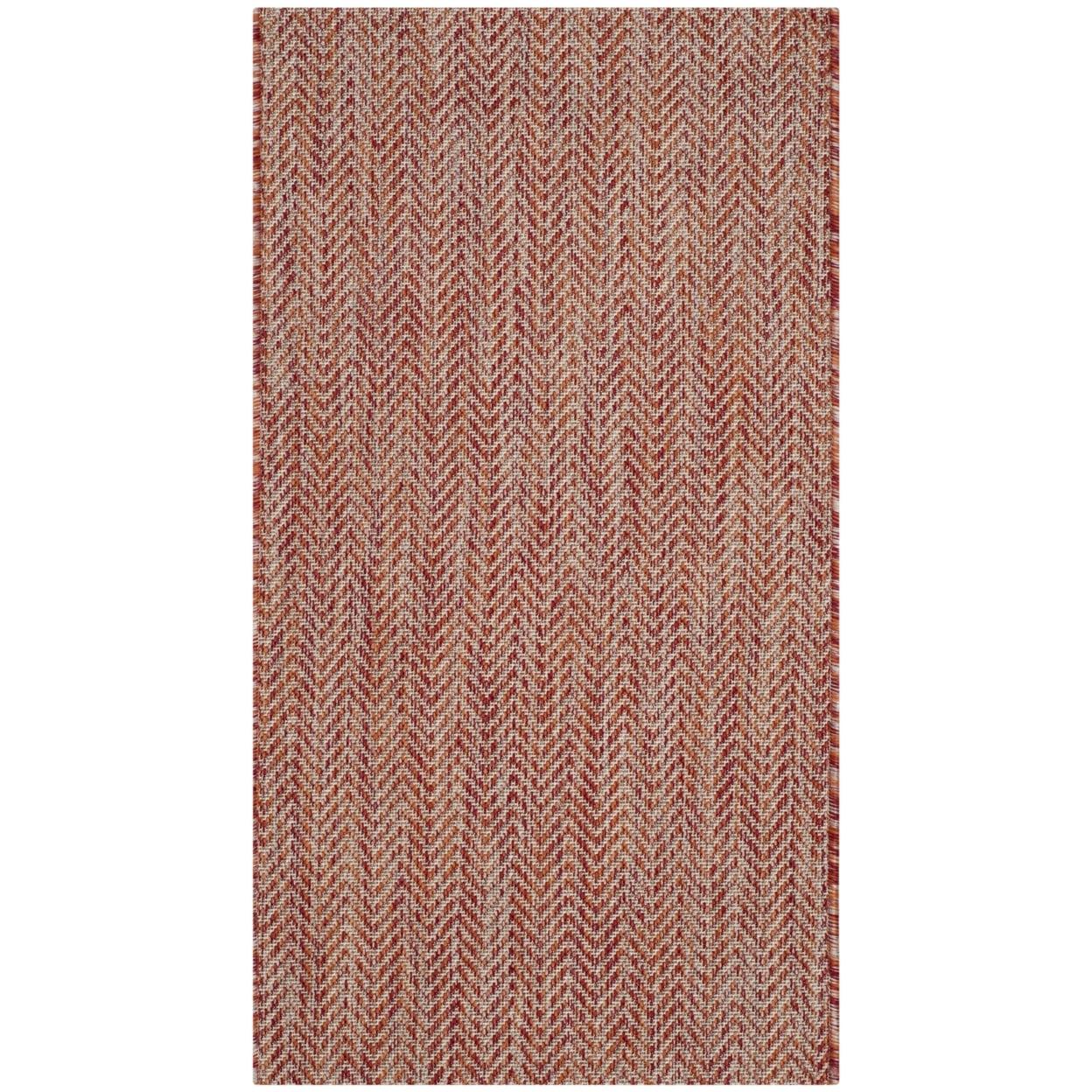 Modern Red and Beige Chevron 2' x 3'7'' Outdoor Accent Rug