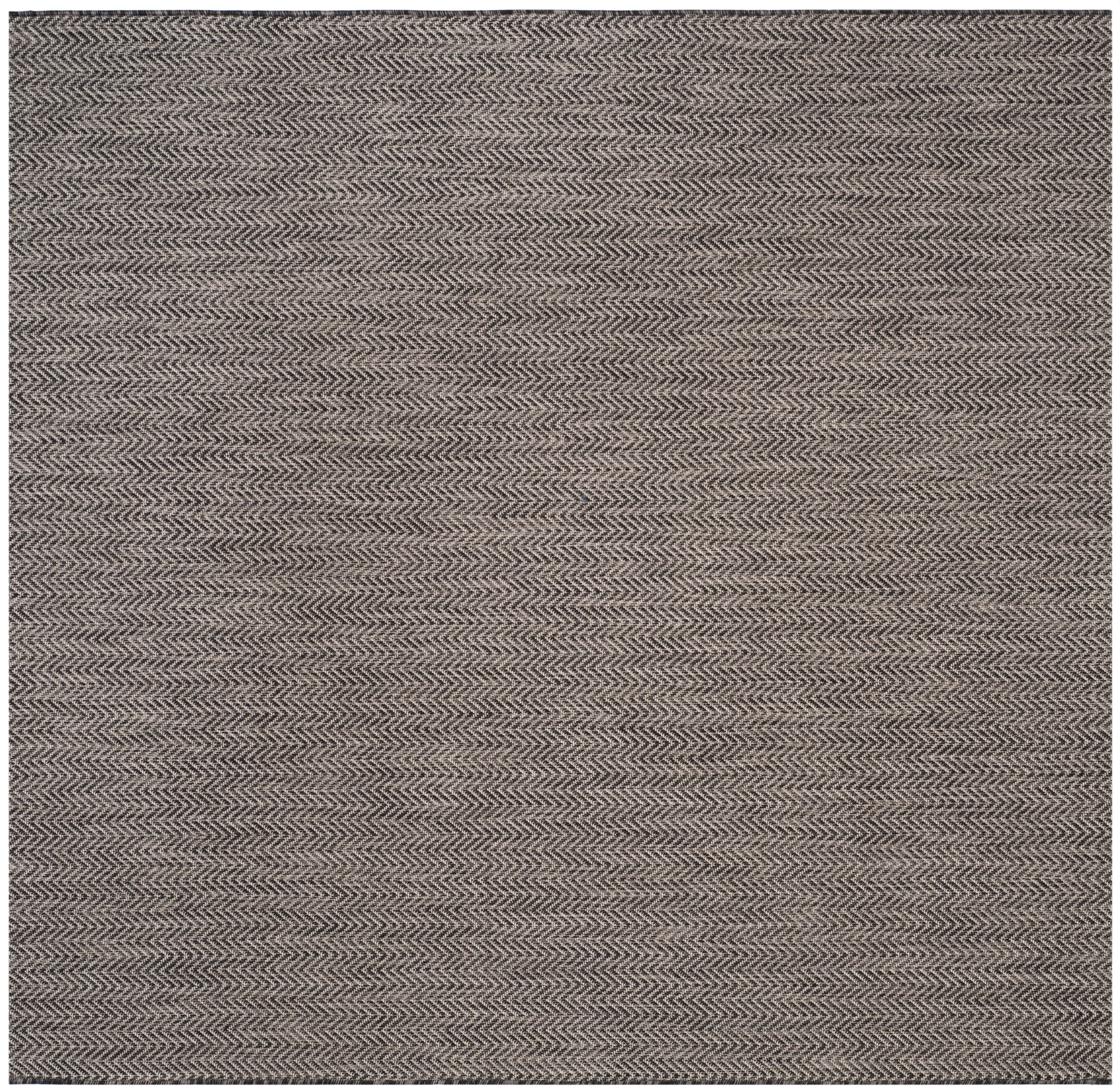 Black and Beige Square Synthetic Outdoor Area Rug