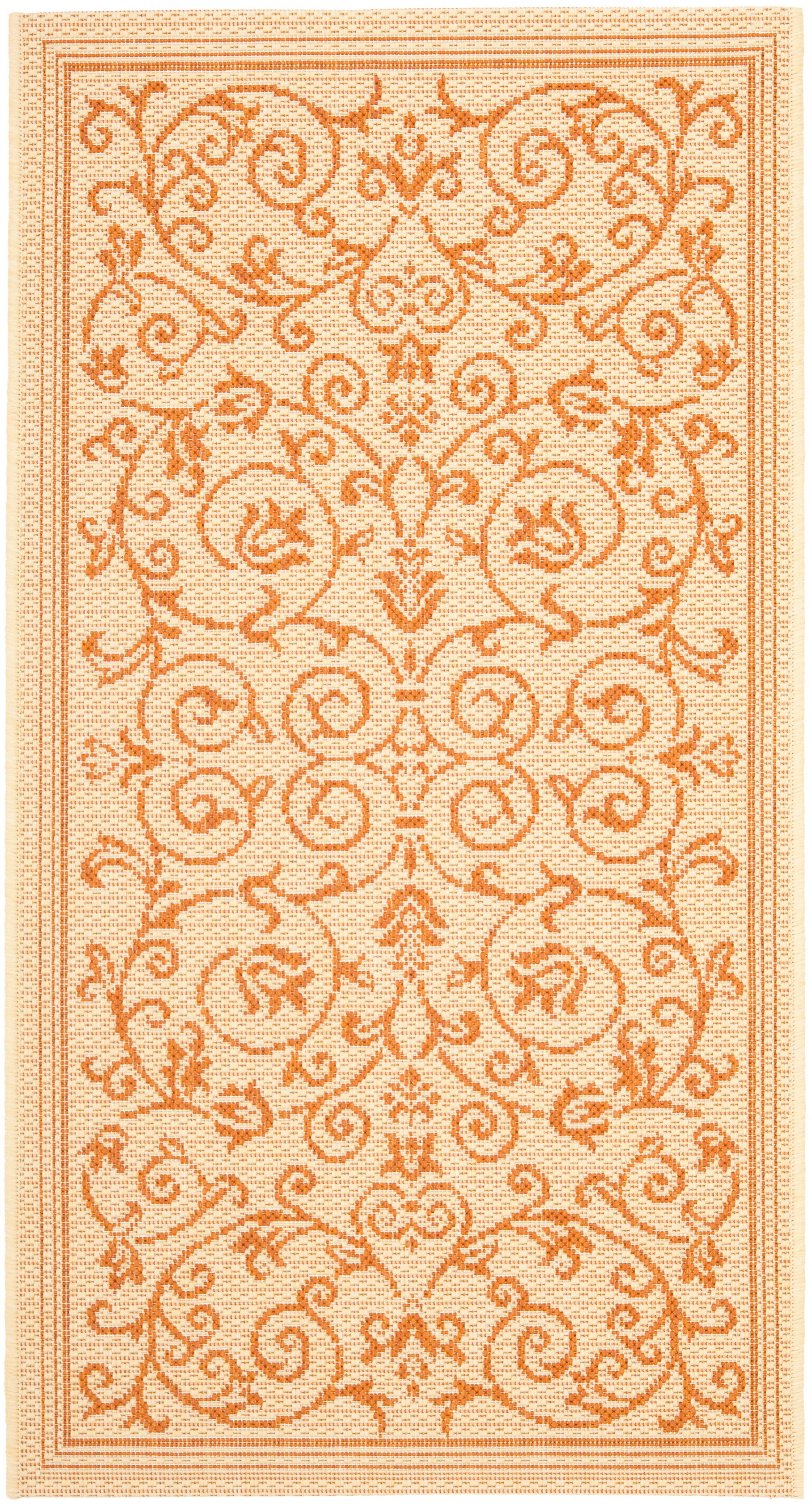 Courtyard CY2098 Power Loomed Indoor and Outdoor Accent Rug - Natural/Terra - 2'7"x5' - Safavieh