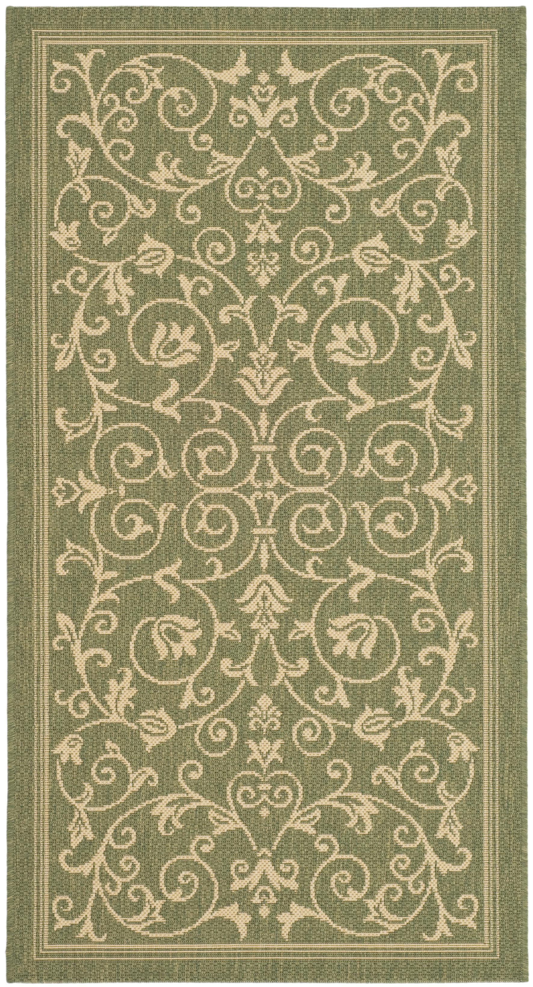 Courtyard CY2098 Power Loomed Indoor and Outdoor Accent Rug - Olive/Natural - 2'7"x5' - Safavieh