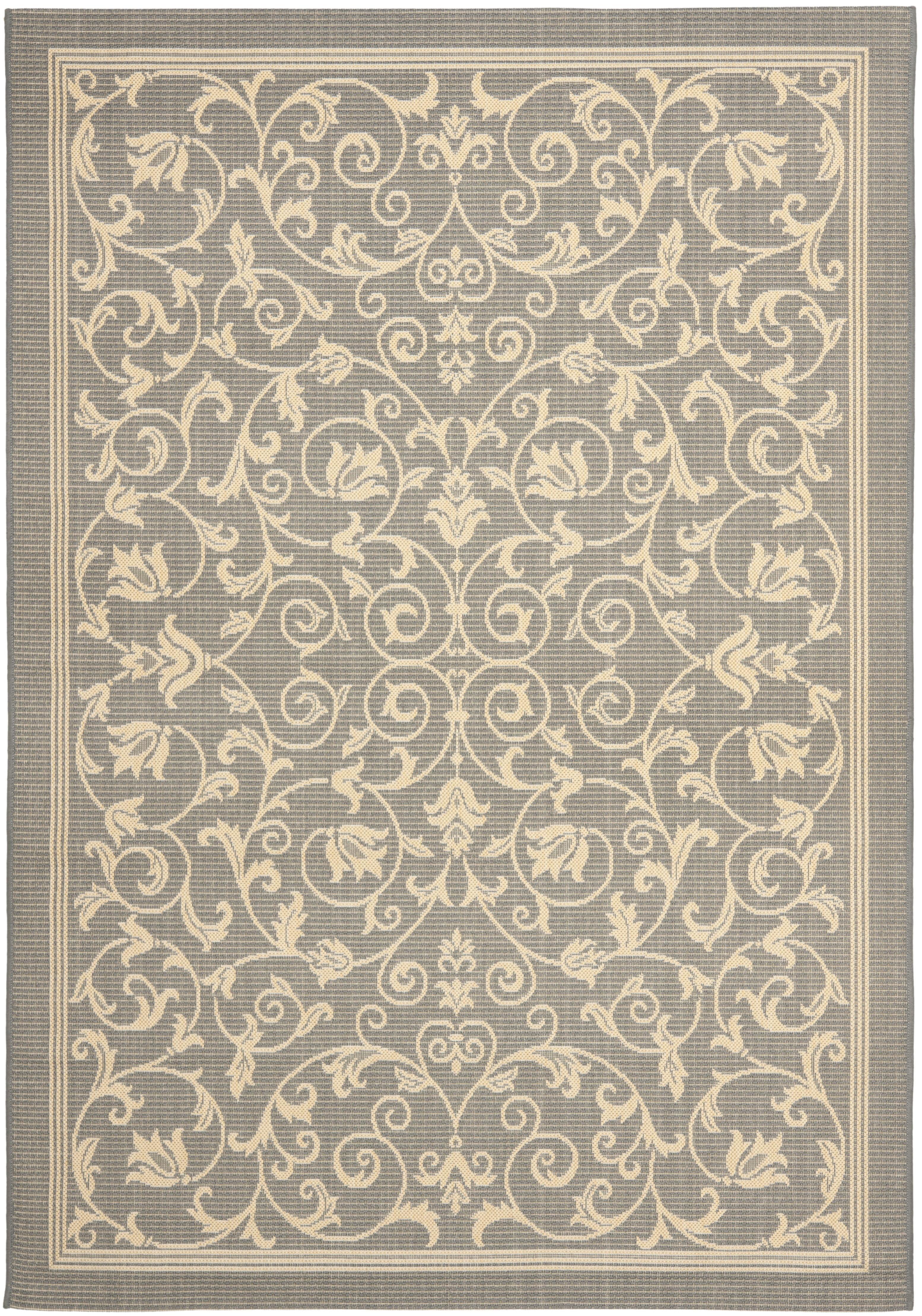 Courtyard CY2098 Power Loomed Indoor and Outdoor Area Rug - Grey/Natural - 4'x5'7" - Safavieh
