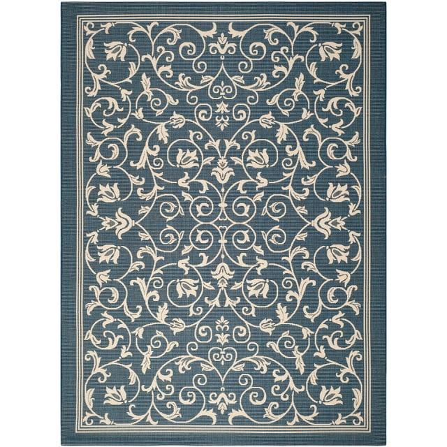 Courtyard CY2098 Power Loomed Indoor and Outdoor Area Rug - Navy/Beige - 5'3"x7'7" - Safavieh