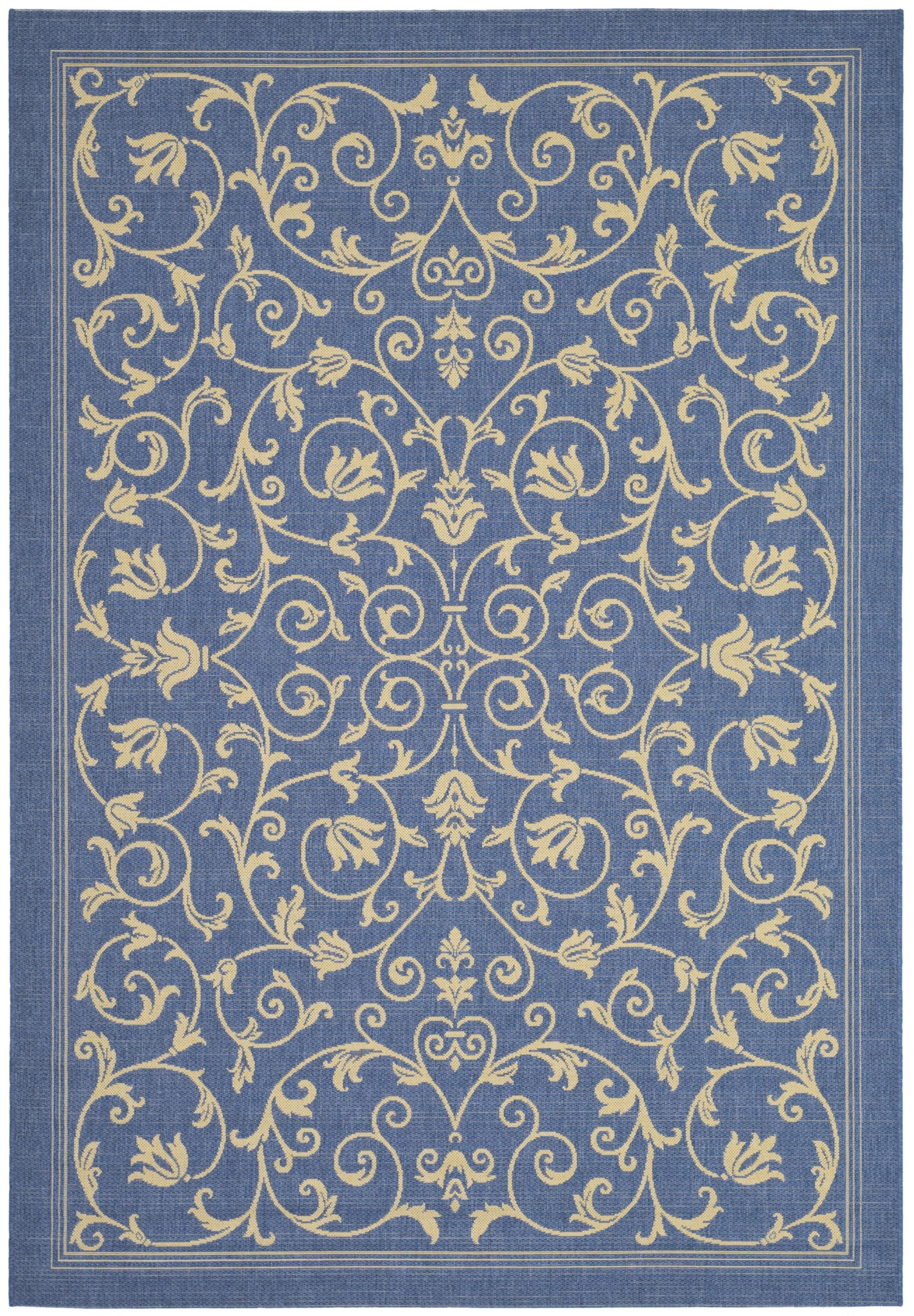 Courtyard CY2098 Power Loomed Indoor and Outdoor Area Rug - Blue/Natural - 9'x12' - Safavieh