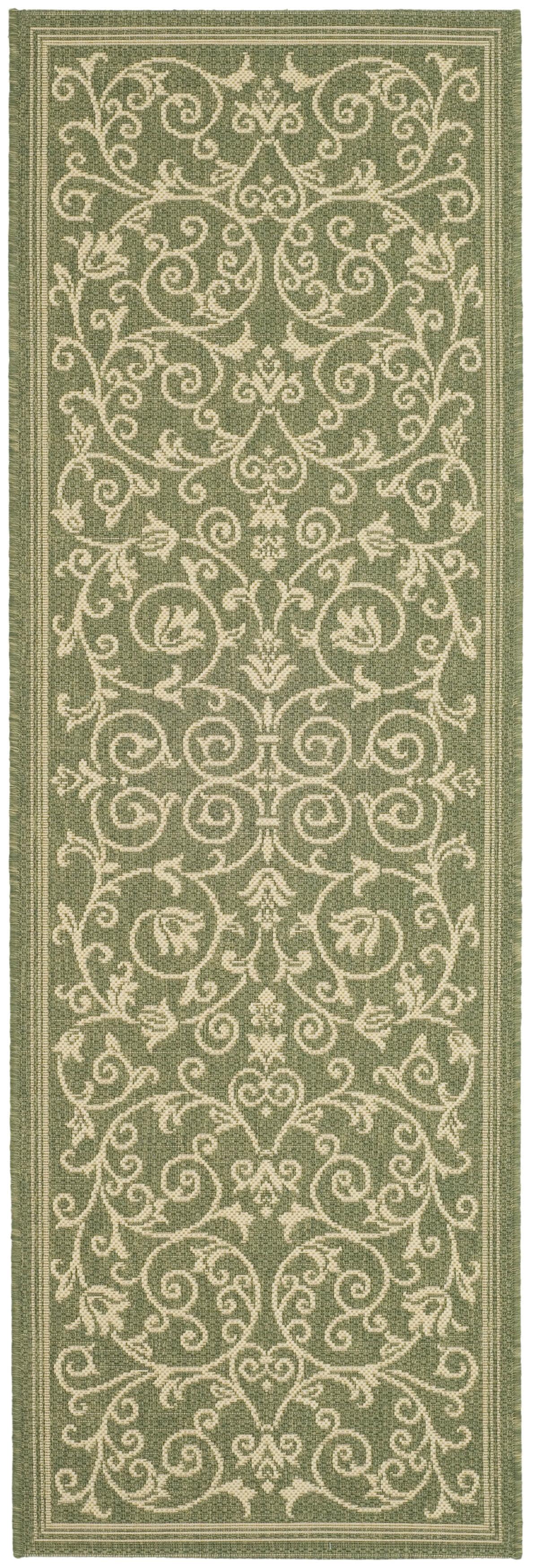 Courtyard CY2098 Power Loomed Indoor and Outdoor Runner Rug - Olive/Natural - 2'3"x10' - Safavieh