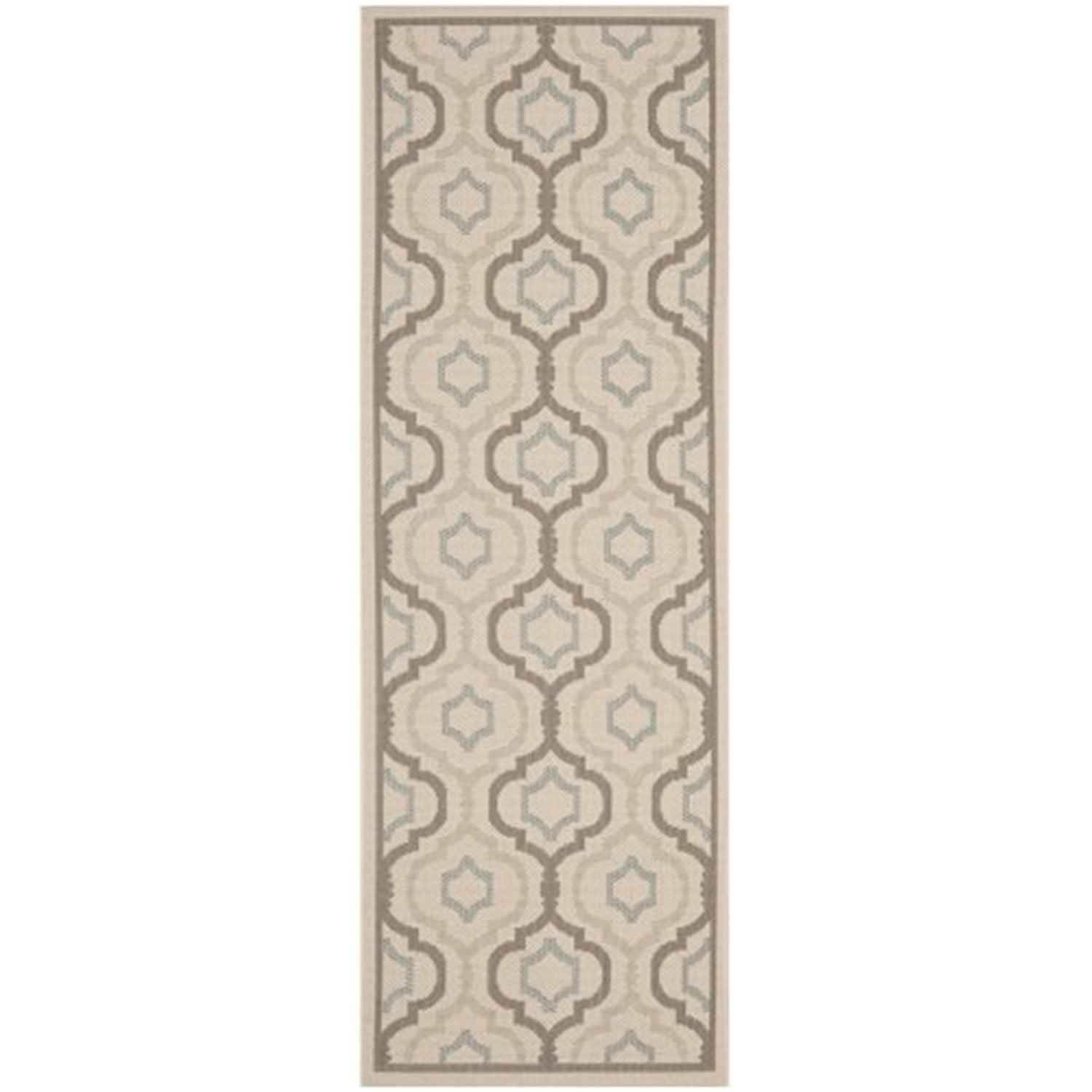 Courtyard CY7938 Power Loomed Indoor and Outdoor Runner Rug - Beige/Dark Beig - 2'3"x12' - Safavieh