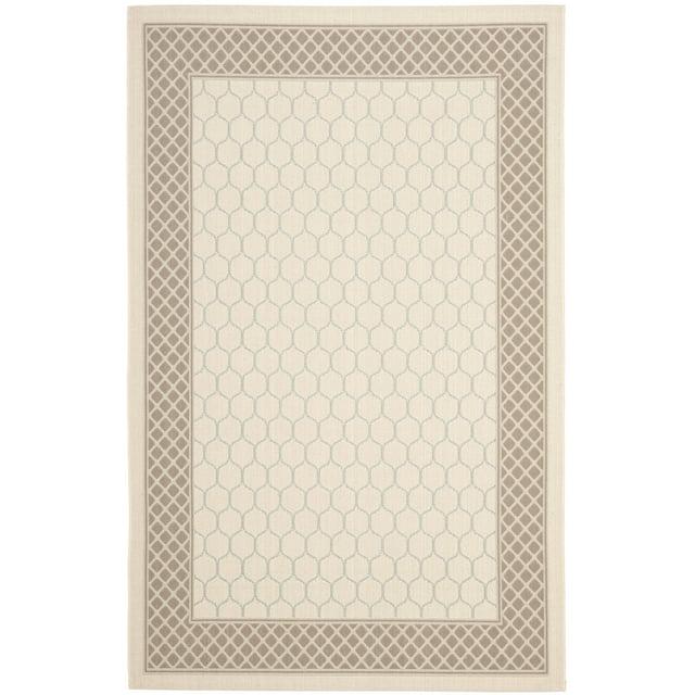Courtyard CY7933 Power Loomed Indoor/Outdoor Area Rug - Beige/Dark Beig - 4'x5'7" - Safavieh.