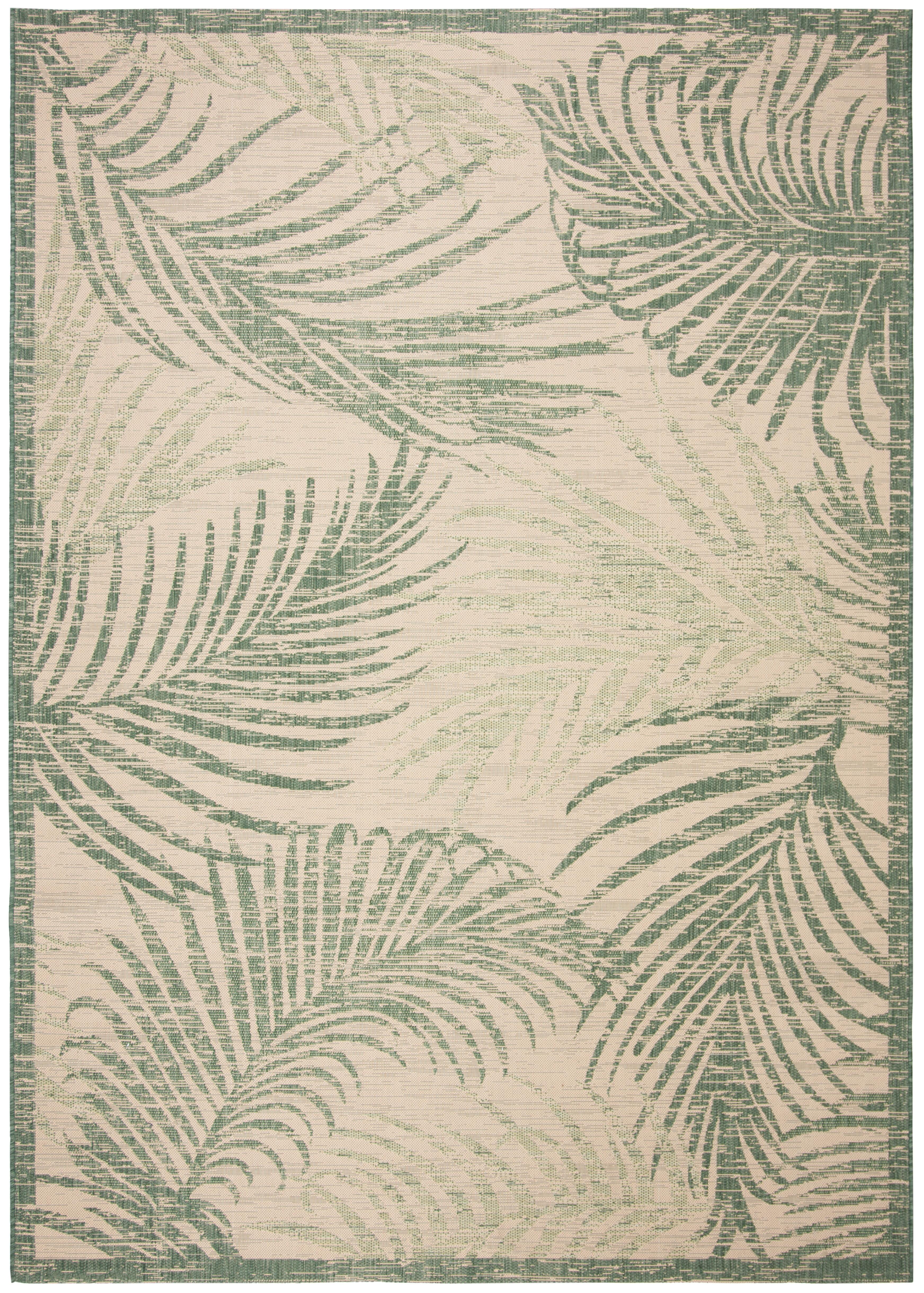 SAFAVIEH Courtyard Padic Botanical Indoor/Outdoor Area Rug, Beige/Green, 10' x 14'