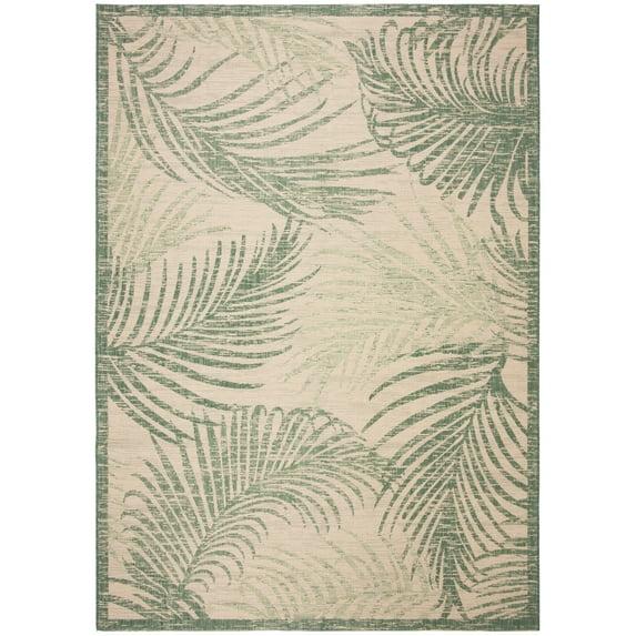 SAFAVIEH Courtyard Padic Botanical Indoor/Outdoor Area Rug, Beige/Green, 10' x 14'