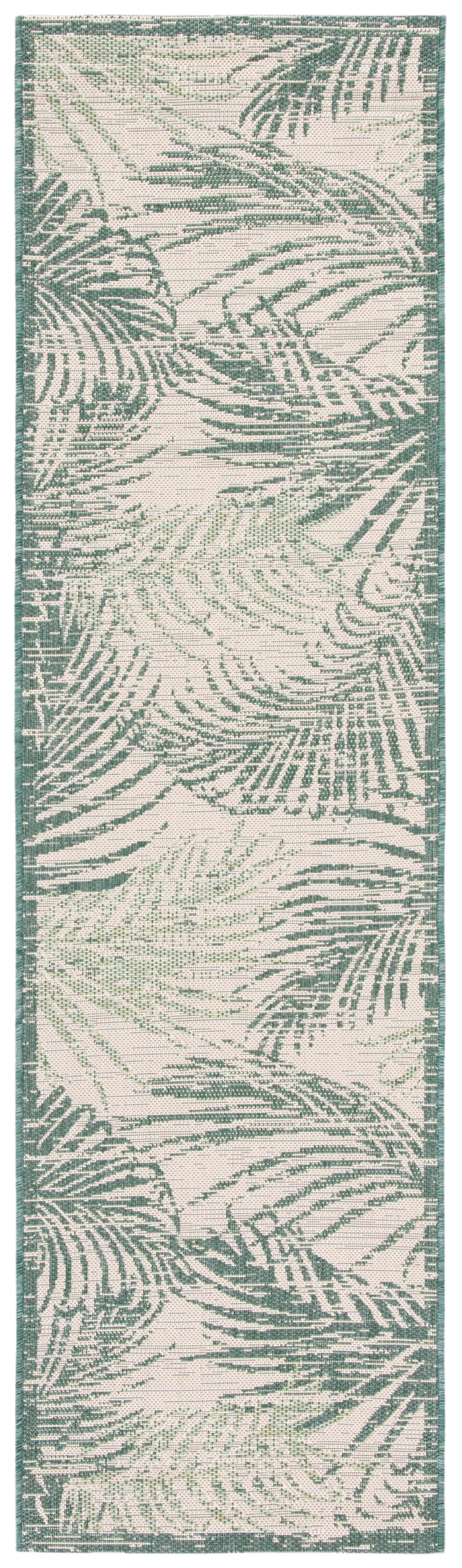 Courtyard CY7557 Power Loomed Indoor/Outdoor Runner Rug - Beige/Green - 2'3"x8' - Safavieh.