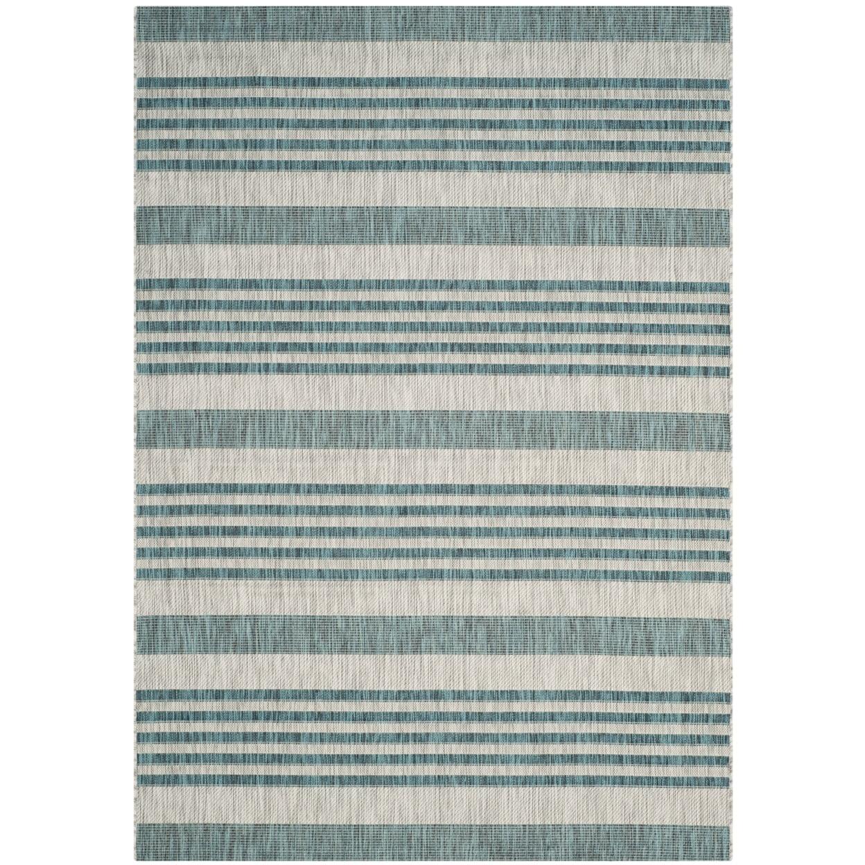 Grey/Blue Easy-Care Rectangular Synthetic 5' x 7' Area Rug