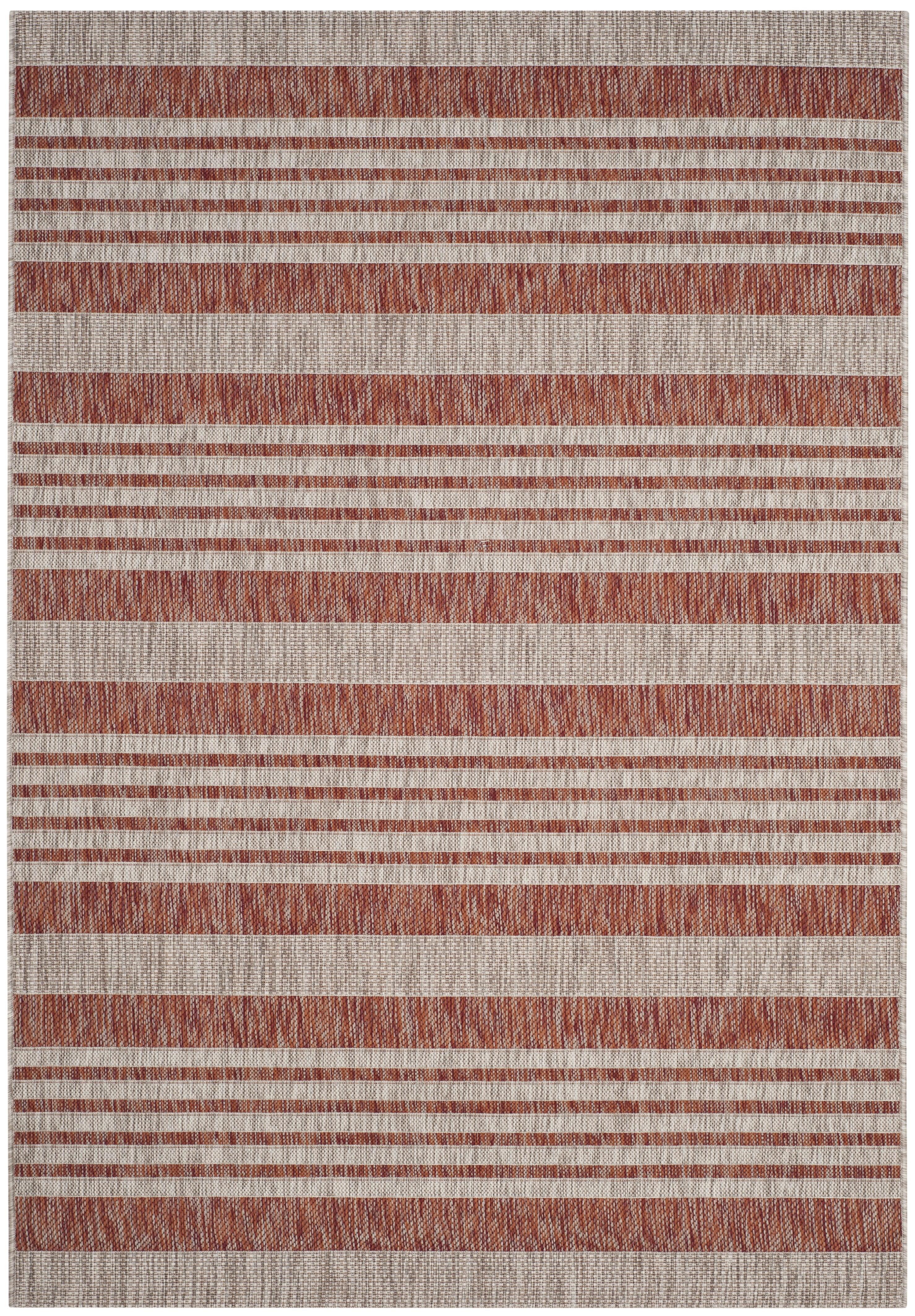 SAFAVIEH Courtyard Patrice Striped Indoor/Outdoor Area Rug, Red/Beige, 5'3" x 7'7"