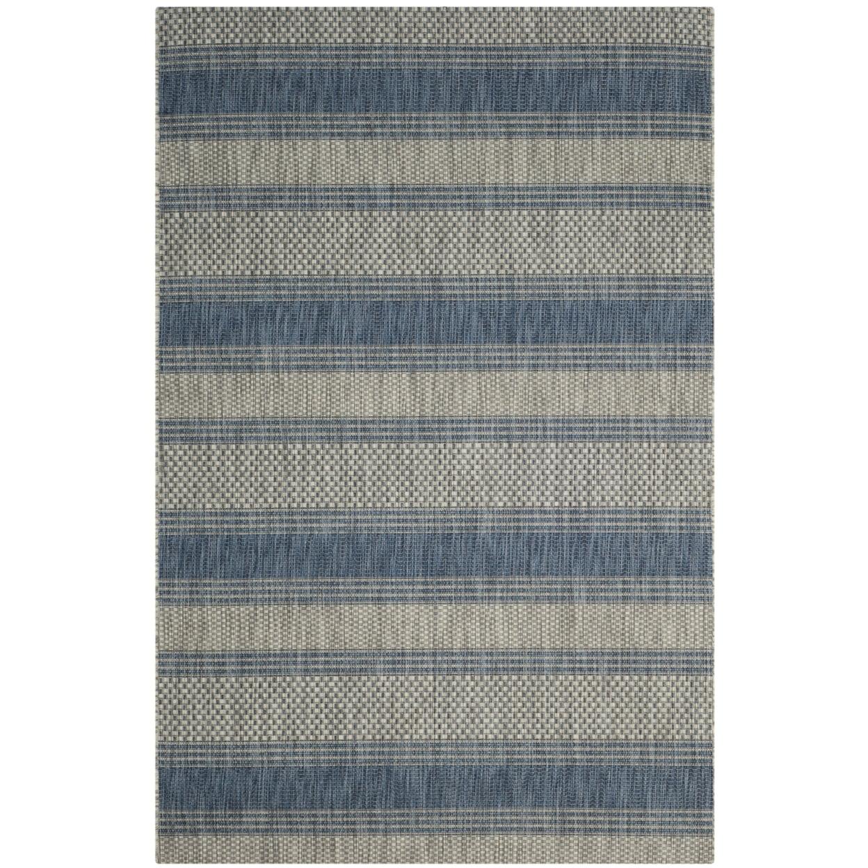 Multicolor Striped Synthetic 4' x 5'7" Indoor/Outdoor Rug