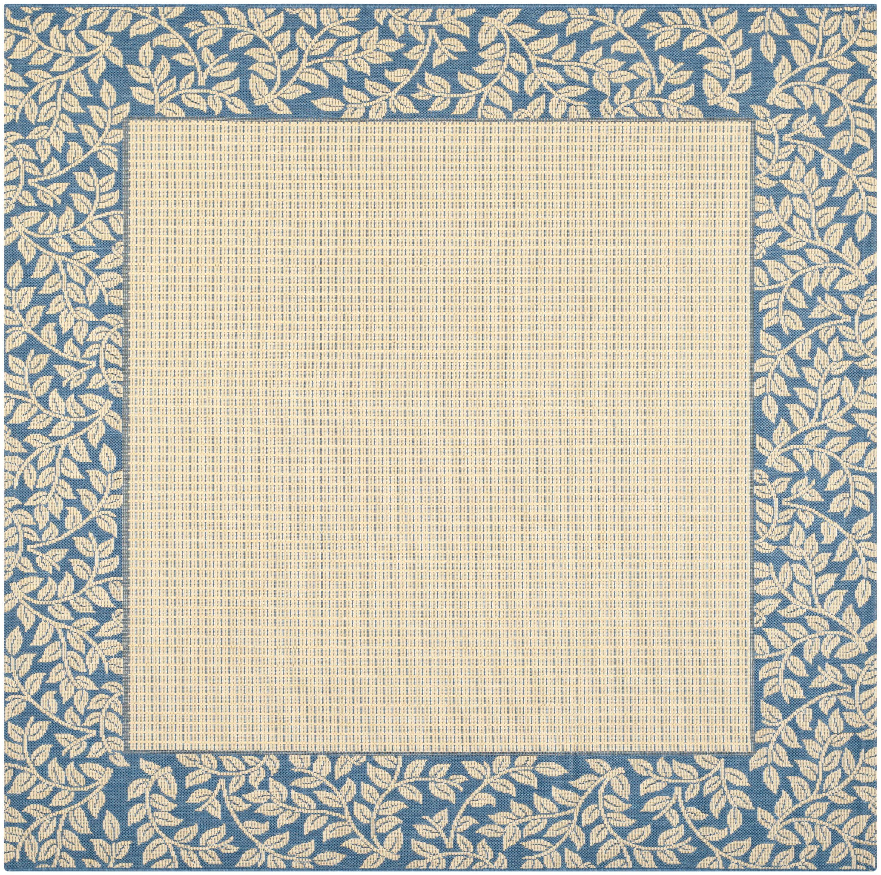 Courtyard CY0727 UV & Stain Resistant Non-Shedding Power Loomed Indoor/Outdoor Area Rug - Natural/Blue - 6'7"x6'7" - Safavieh