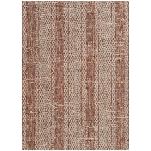 Courtyard CY8736 Power Loomed Indoor and Outdoor Area Rug - Light Beige/Terracotta - 4'x5'7" - Safavieh