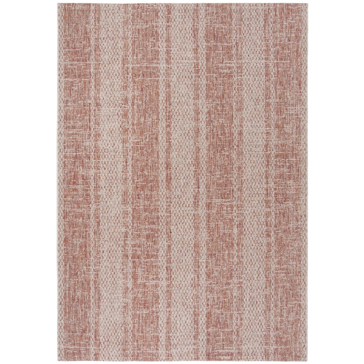 Light Beige and Terracotta Rectangular Synthetic Outdoor Rug