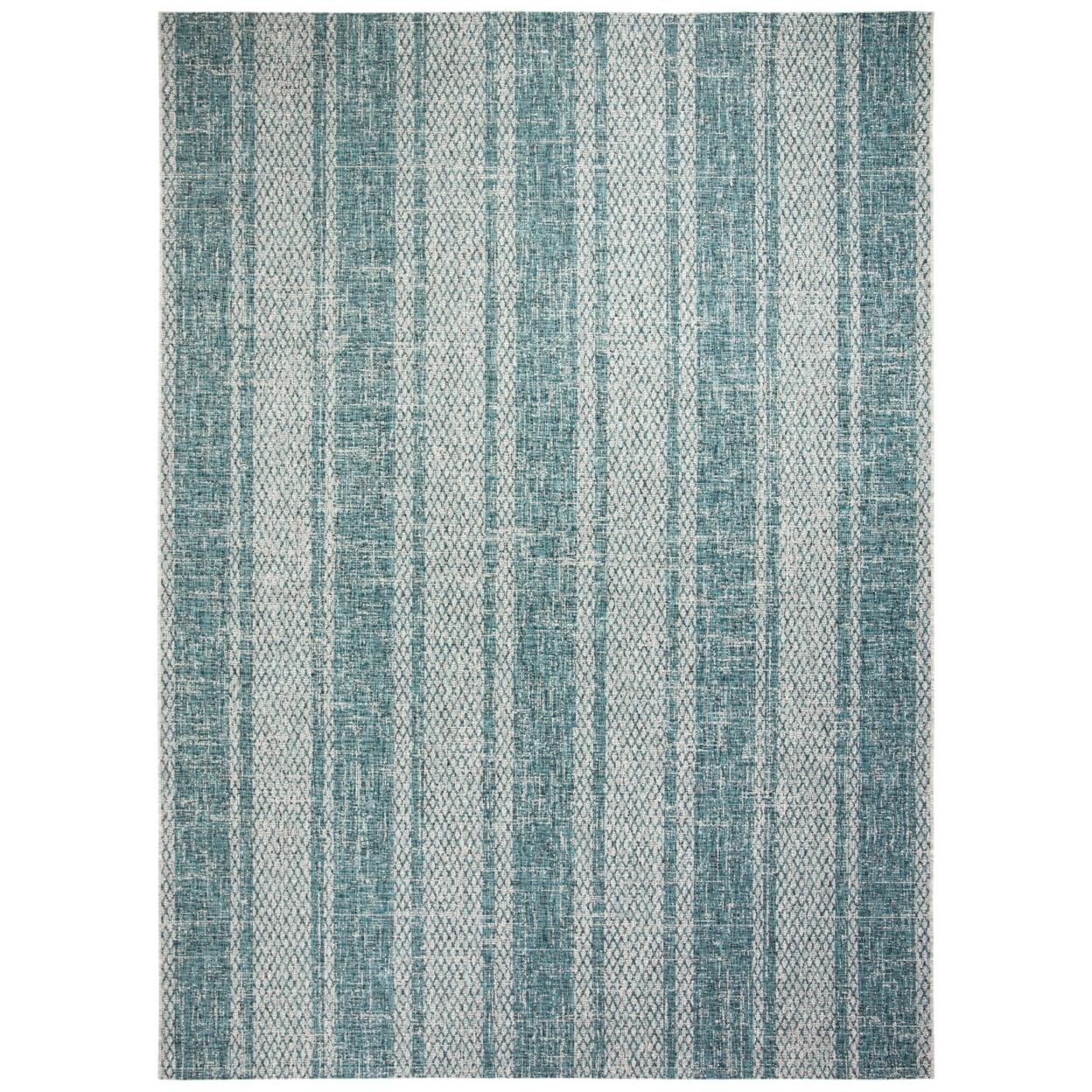 Easycare Reversible Light Grey/Teal Synthetic Area Rug 9' x 12'