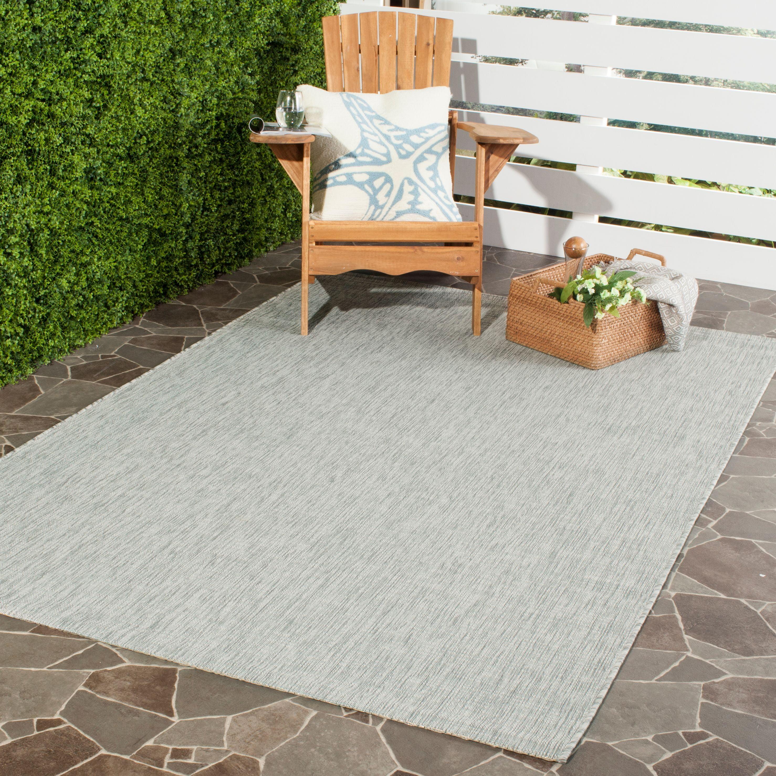 Modern Easy-Care 9' x 12' Gray and Turquoise Synthetic Area Rug